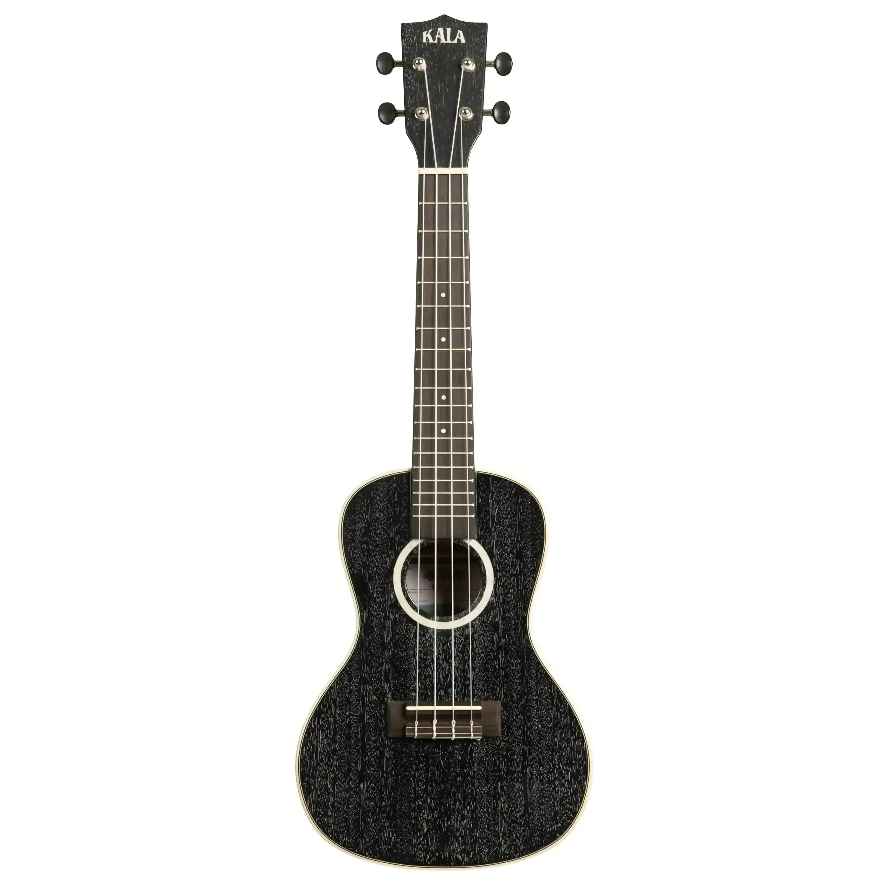 Kala SDH-C Concert Ukulele with "Salt & Pepper Doghair" black mahogany finish and cream binding.