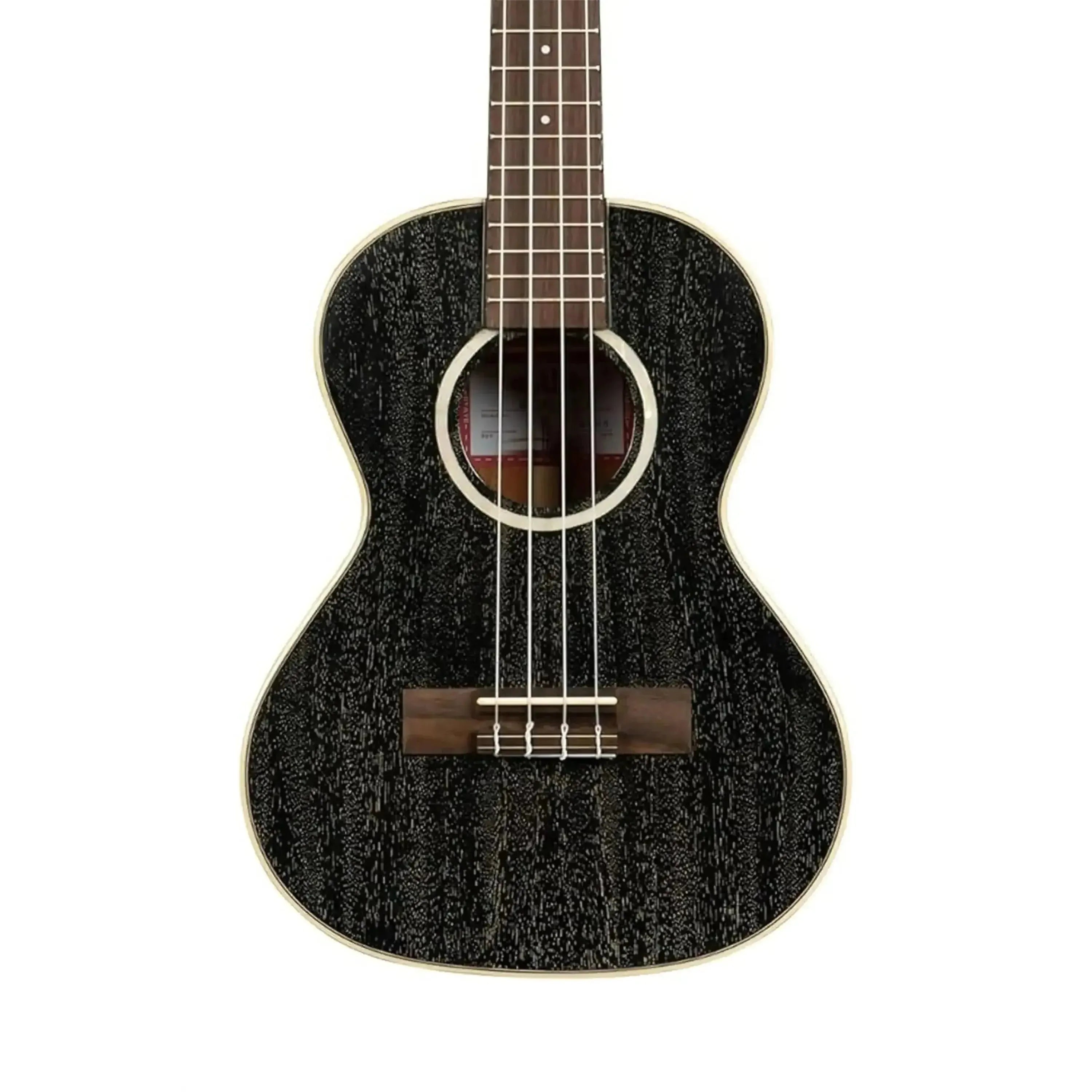 Kala SDH-T Tenor Ukulele with black "doghair" mahogany body, cream binding, and rosewood bridge.