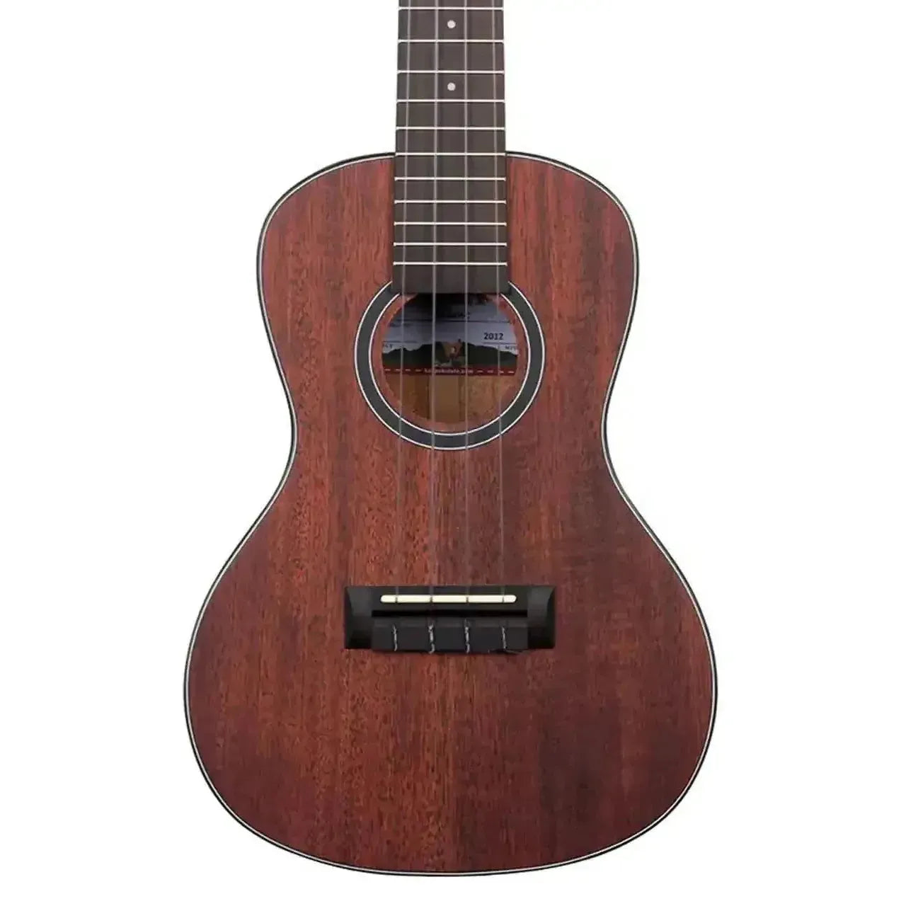 Kala SMH-C Solid Mahogany Concert Ukulele with satin finish, dark wood body, and black bridge.