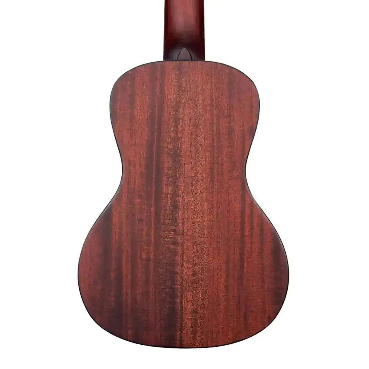 Kala SMH-C Solid Mahogany Concert Ukulele, back view, showing dark reddish-brown wood grain.