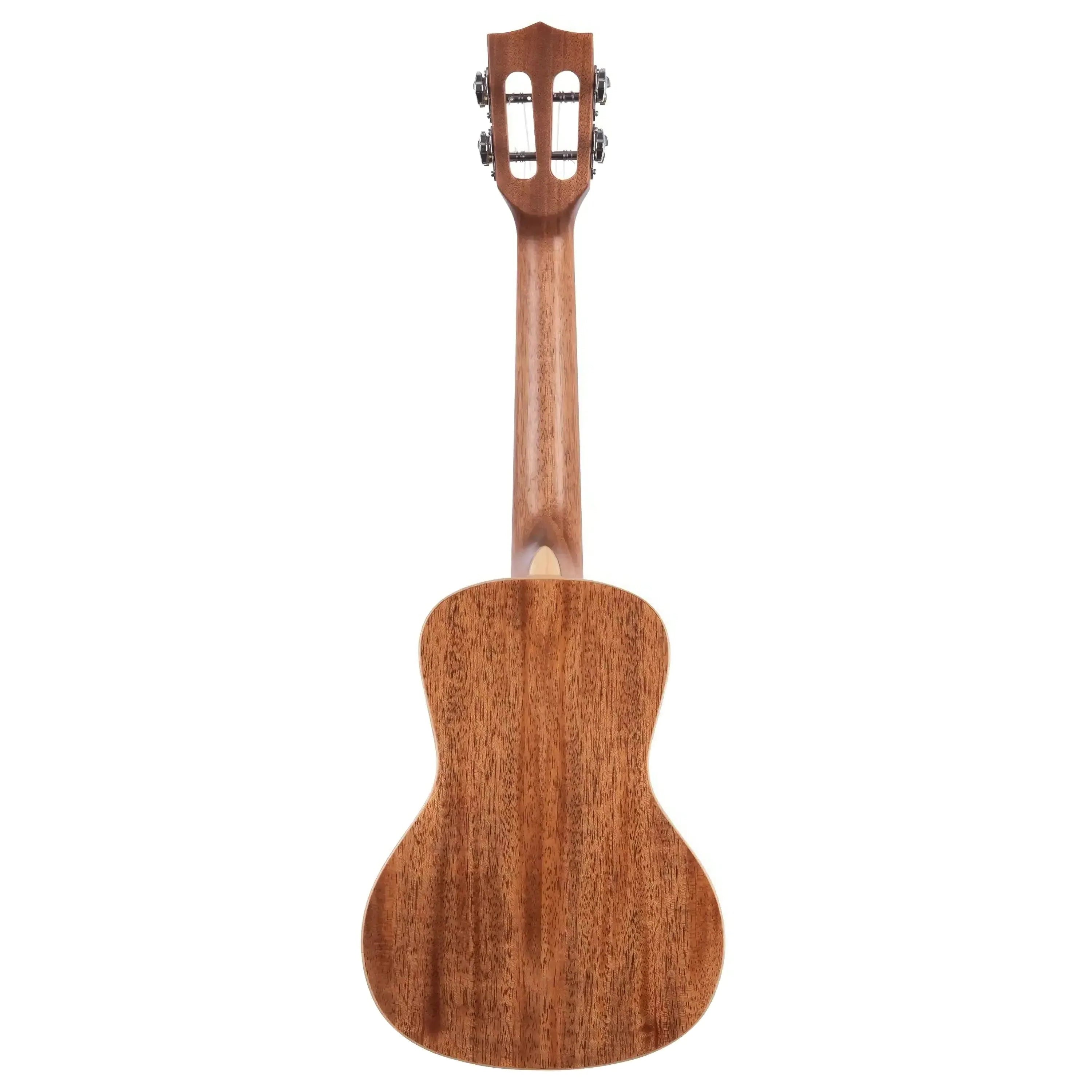 Kala SMH-CG Solid Mahogany Concert Ukulele, back view, with a glossy finish and slotted headstock.