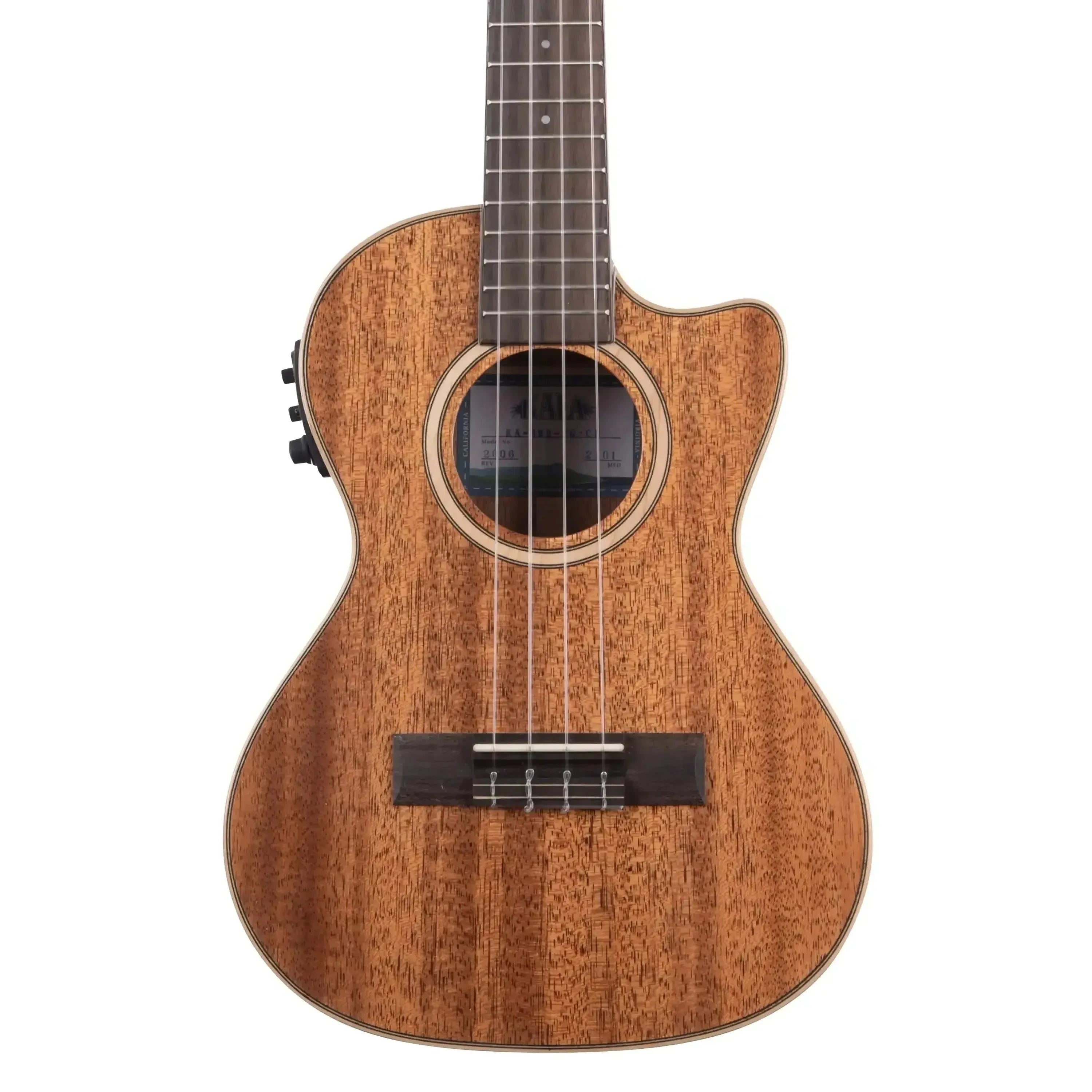 Kala SMH-TG-CE Solid Mahogany Tenor Ukulele with EQ, cutaway body, and natural wood grain.