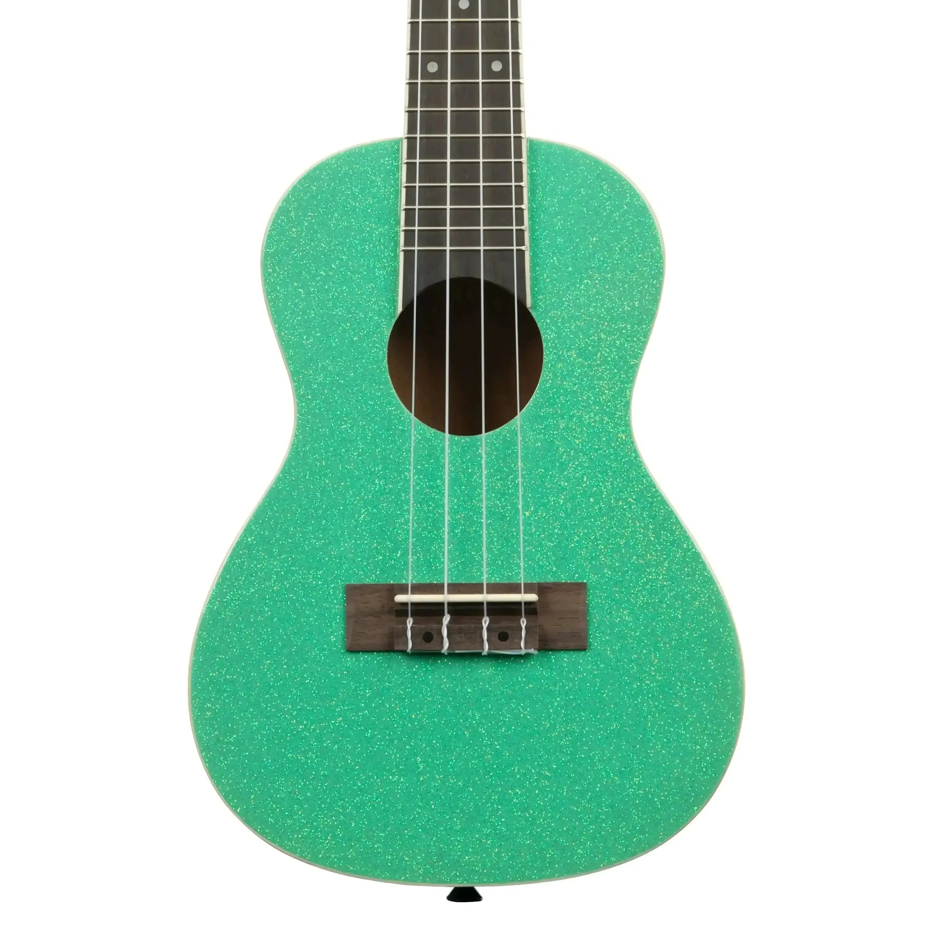 Kala Gatsby Green Sparkle Concert Ukulele with gloss sparkle finish and rosewood fingerboard.
