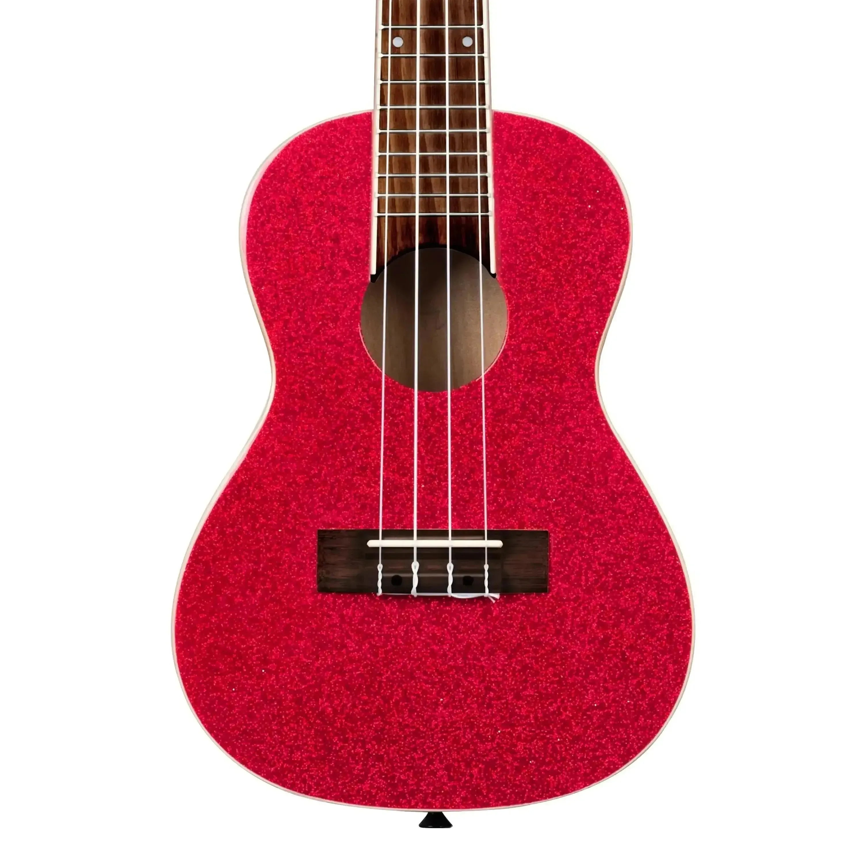Kala SPRK-RED Ritzy Red Sparkle Concert Ukulele with gloss finish, mahogany neck, and rosewood fingerboard.
