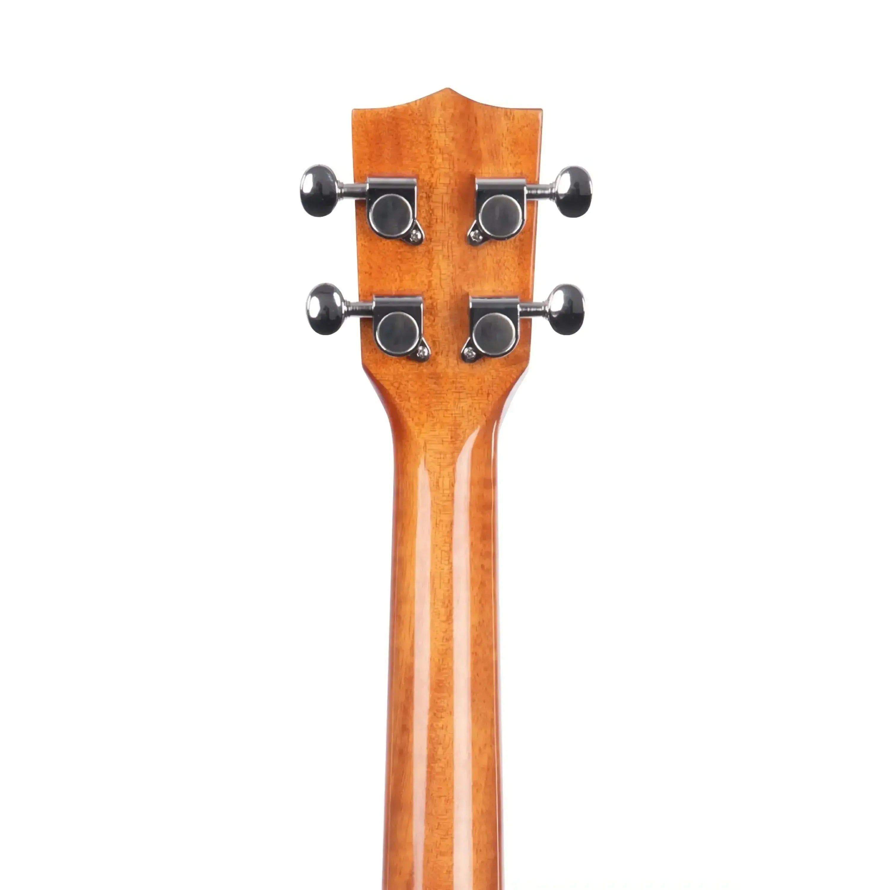 Kala STG Tenor Ukulele headstock and neck, showing glossy light brown wood and four chrome tuners.