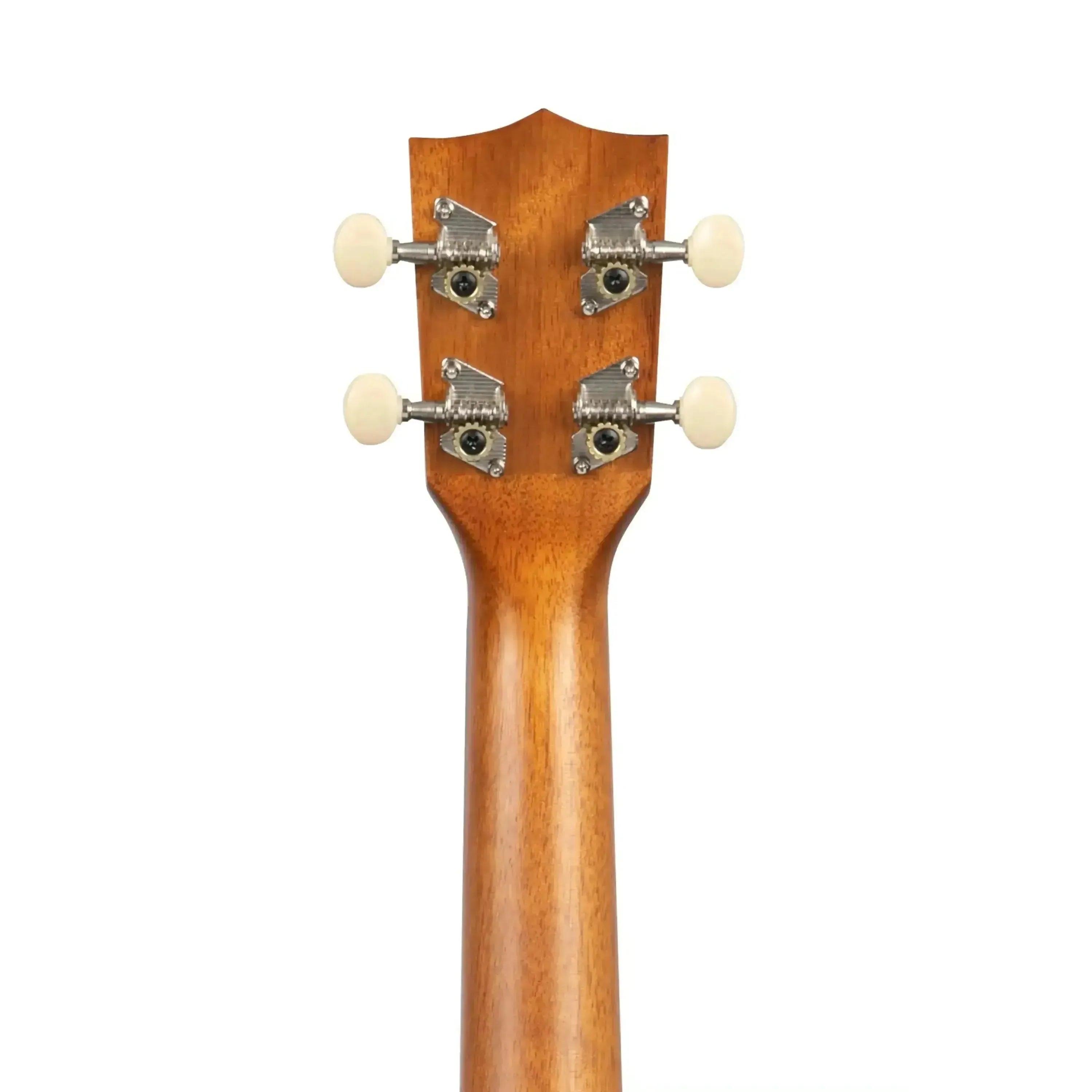 Kala SURF-FAROUT Concert Ukulele headstock and neck, showing cream tuning pegs and mahogany wood.