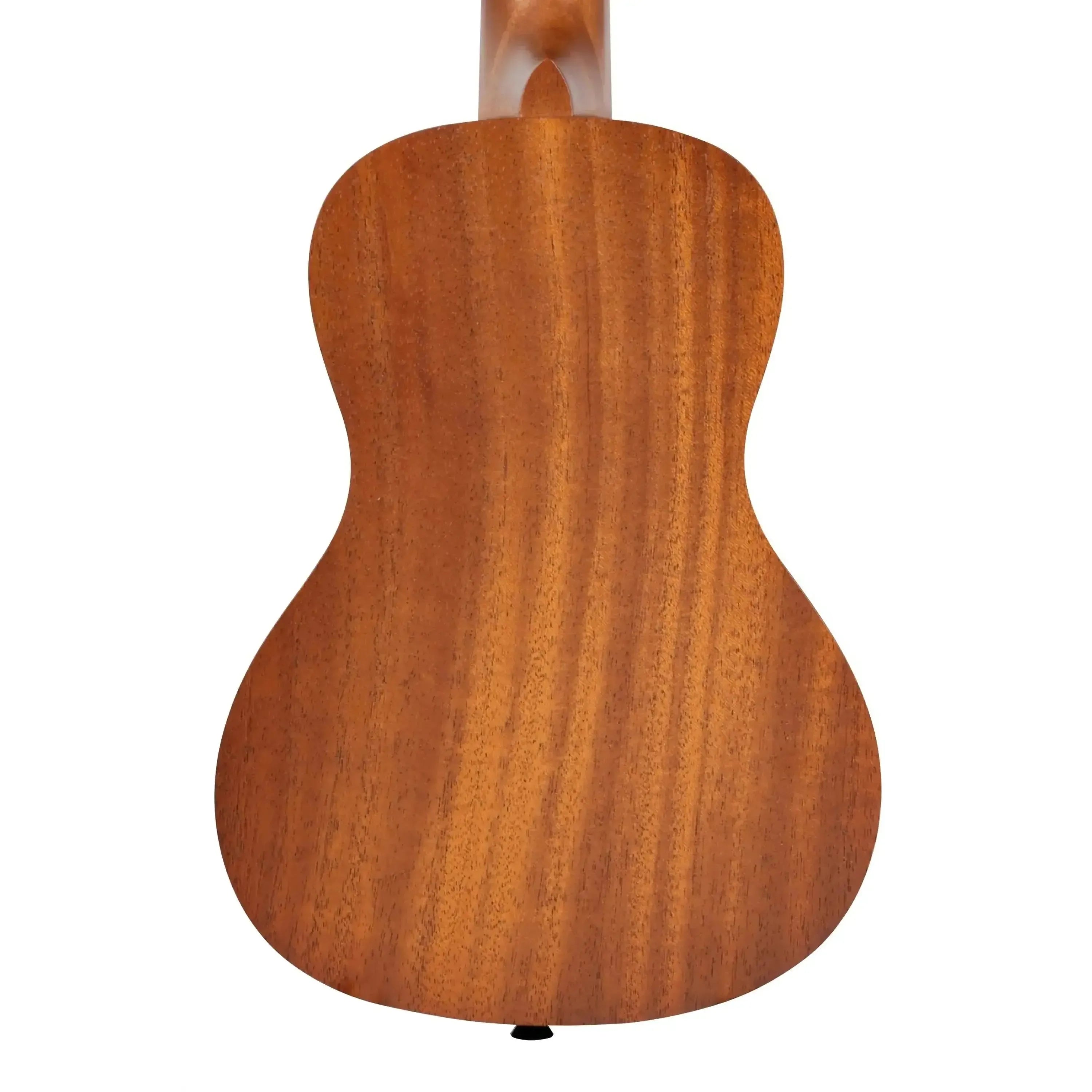 Back of Kala SURF-SWELL Concert Ukulele, showing warm mahogany wood grain and black strap button.