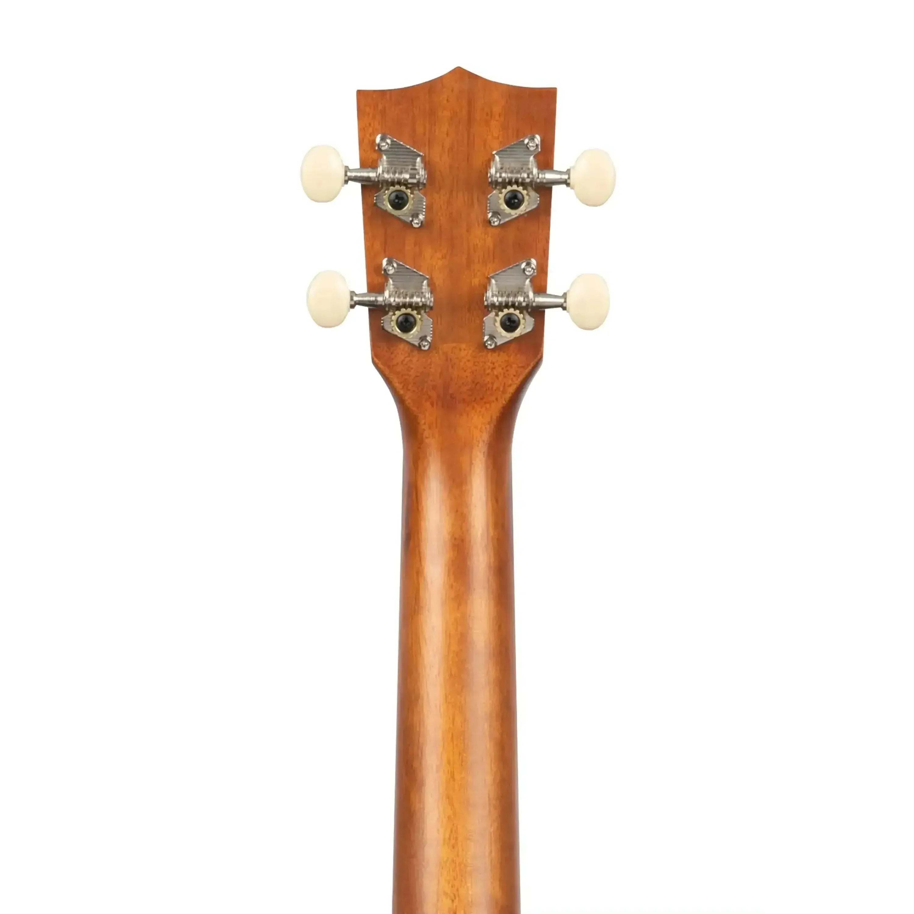 Kala SURF-SWELL Concert Ukulele headstock and neck, showing mahogany wood and cream tuning pegs.