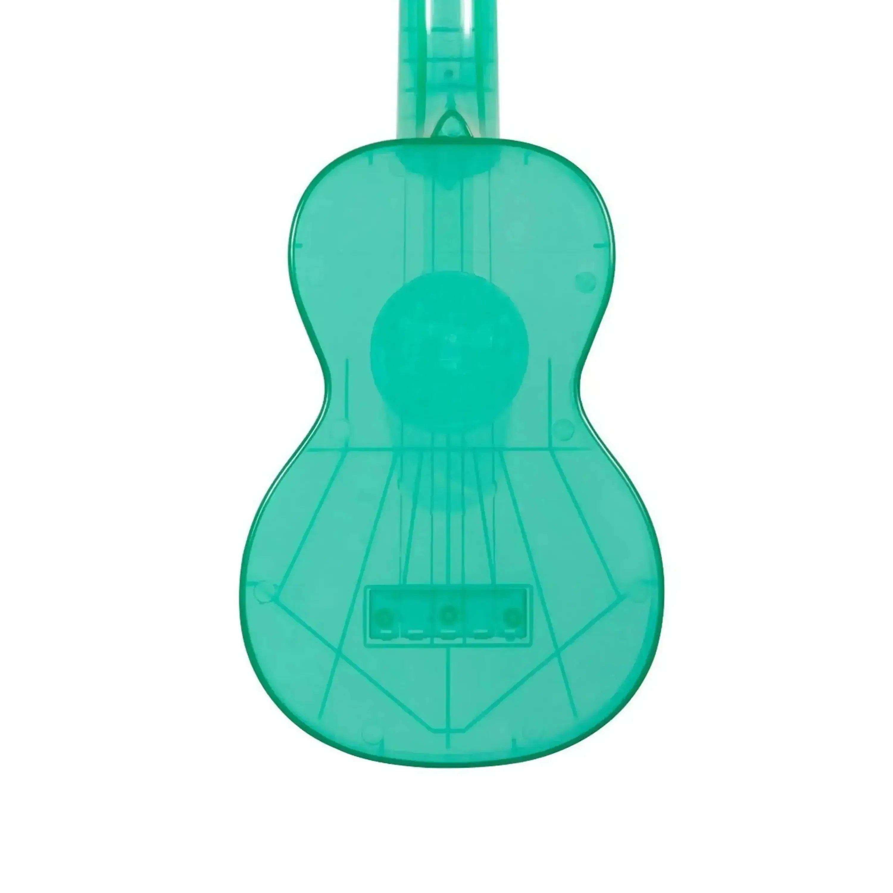 Kala Waterman Fluorescent Blue Raspberry Soprano Ukulele, translucent green ABS composite back.