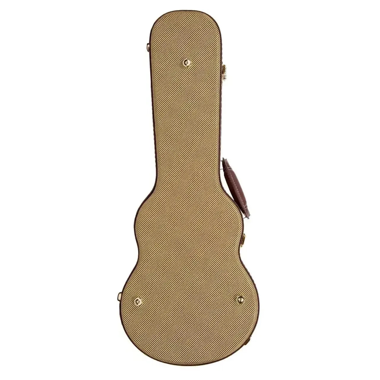 Kala TCC-AT tweed archtop concert ukulele hardshell case with brown trim and antiqued hardware.