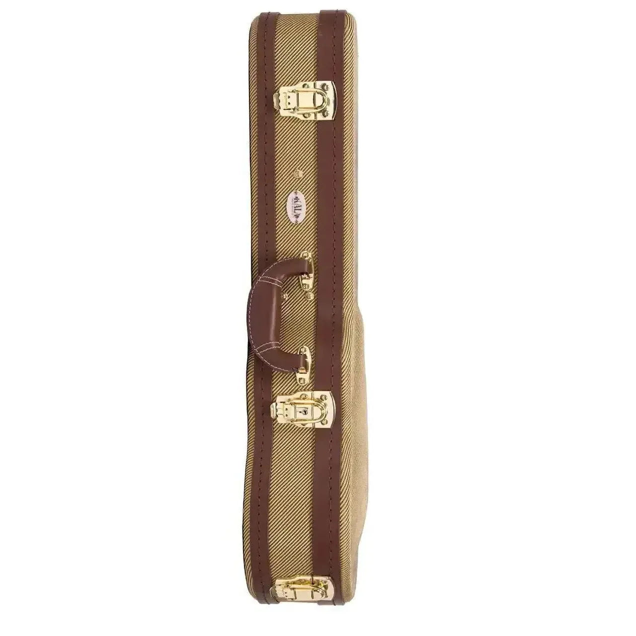 Kala TCC-AT tweed archtop concert ukulele hardshell case with brown trim, handle, and gold hardware.