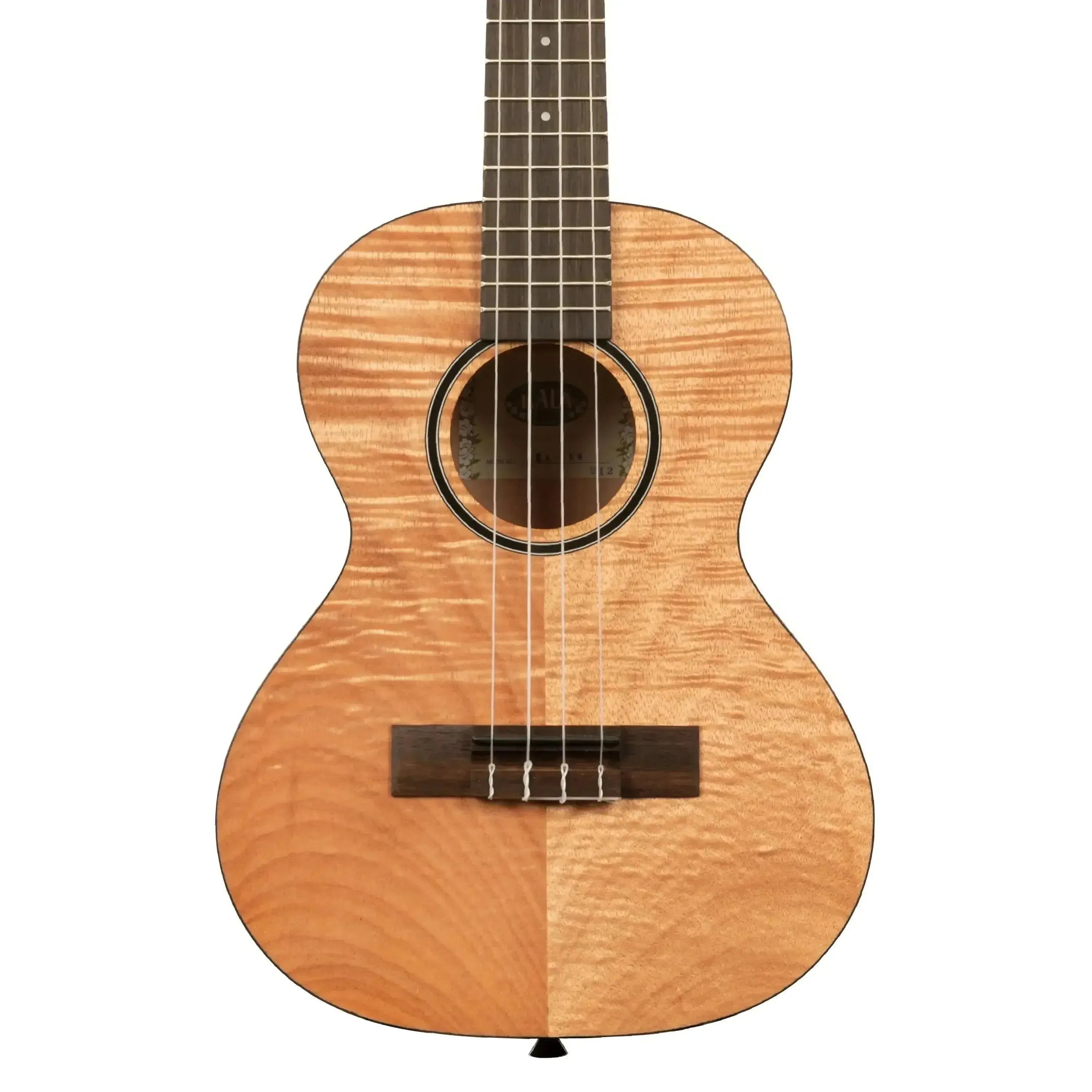 Kala TEM Exotic Mahogany Tenor Ukulele with light wood grain, dark fretboard, and black binding.