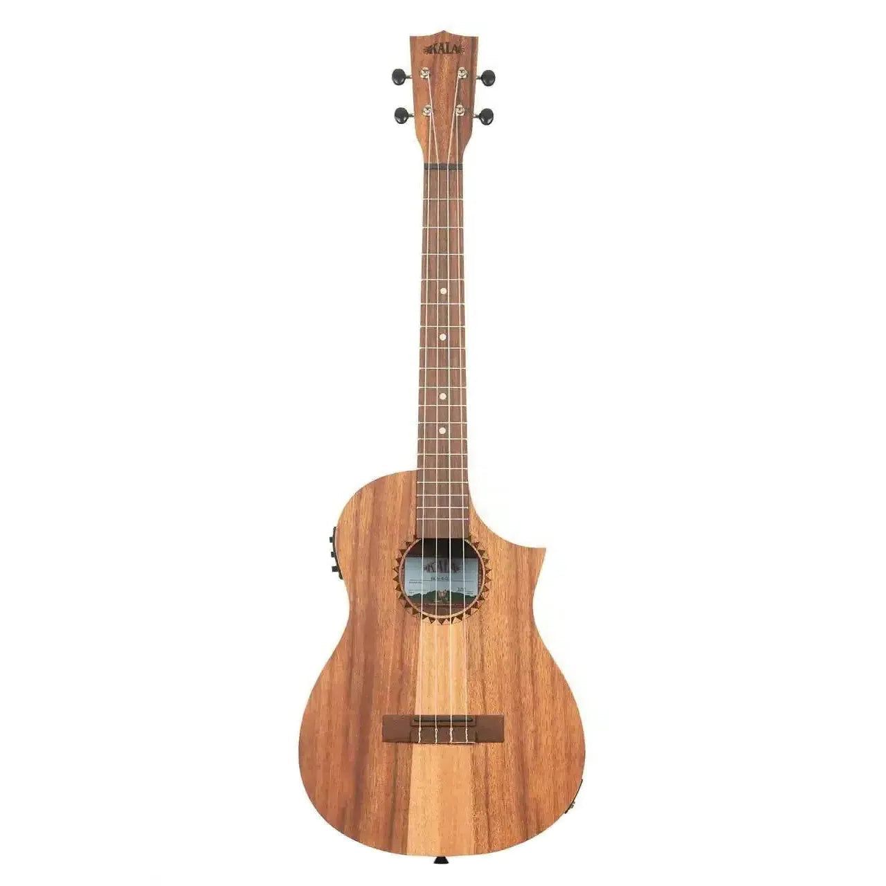 Kala TK-B-CE Teak Tri-Top Baritone Ukulele with cutaway, EQ, and light wood finish.