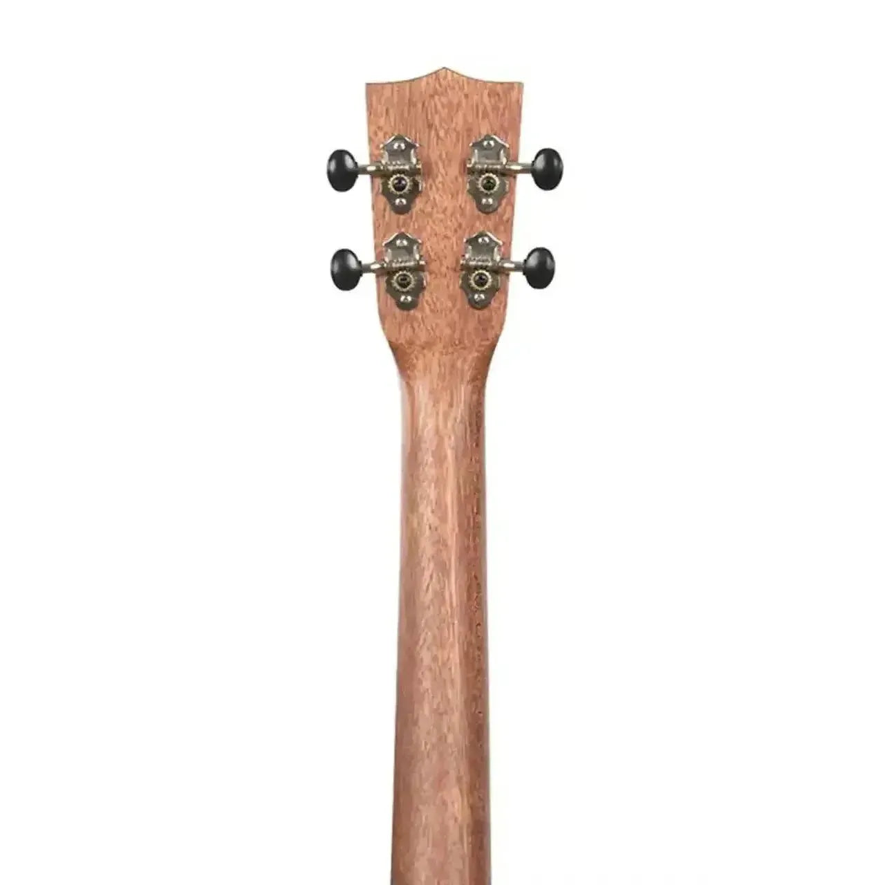 Kala TK-B-CE Teak Tri-Top Baritone Ukulele neck and headstock with open-geared tuners.