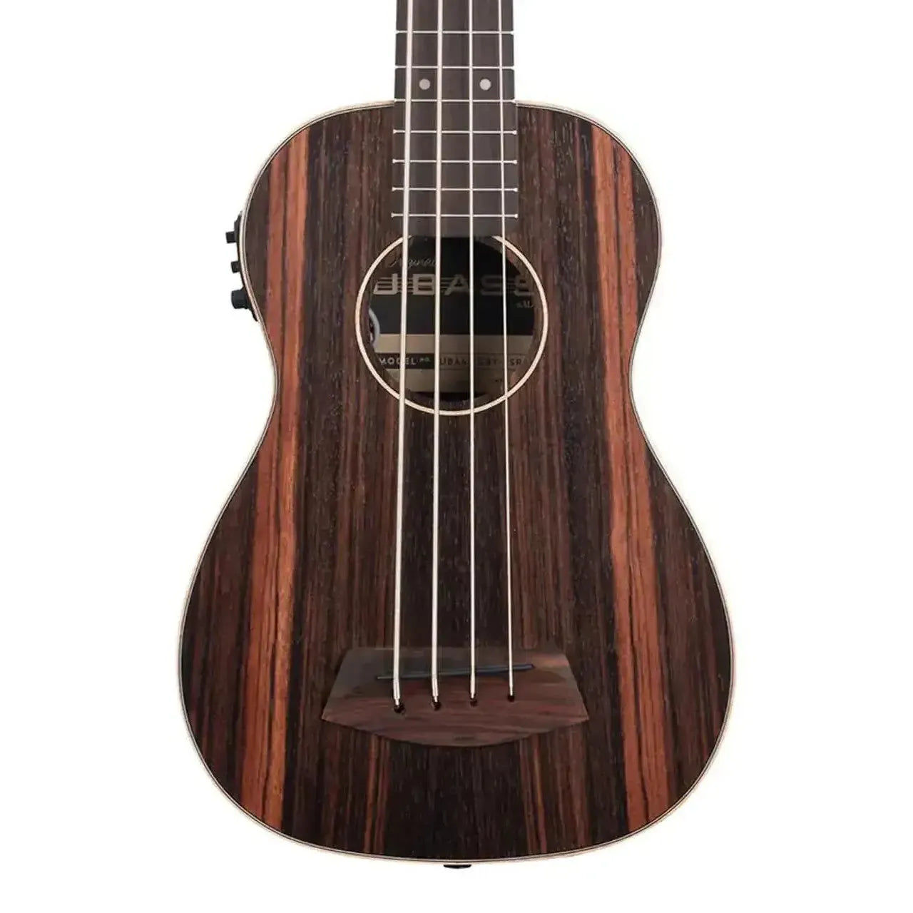 Kala UBASS-EBY-FSRW Fretted Acoustic Electric U•BASS with striped ebony body and round wound strings.