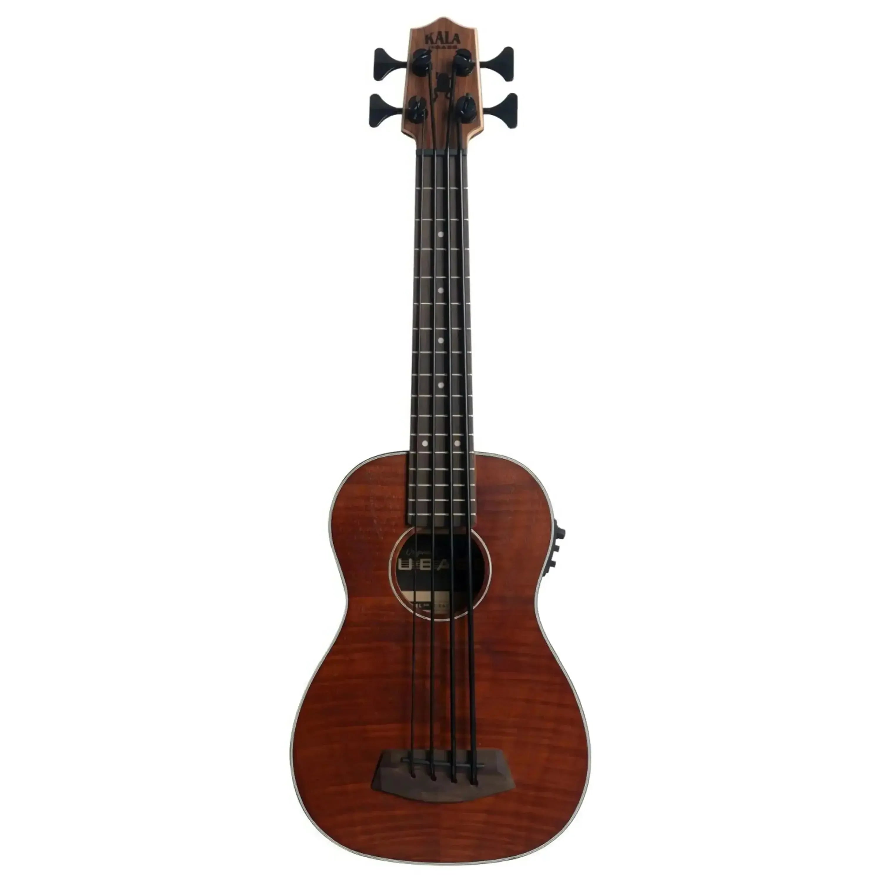 Kala Left-Handed Acoustic-Electric U•BASS with exotic mahogany body, satin finish, and black binding.