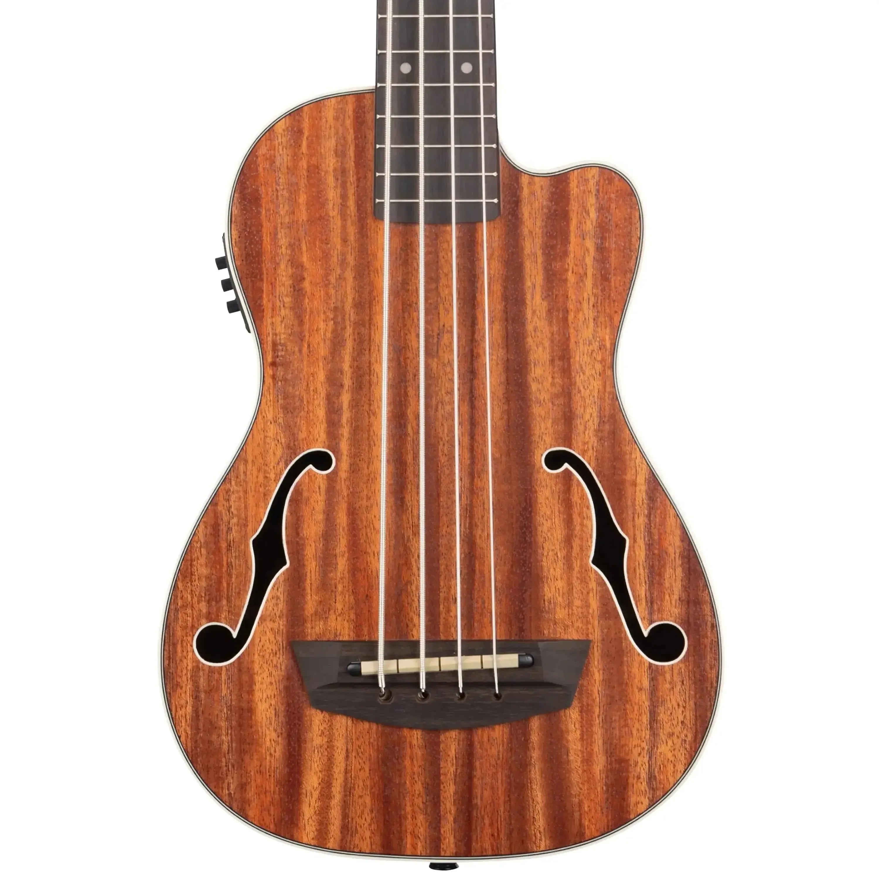 Kala Journeyman Acoustic-Electric U•BASS with mahogany body, f-holes, and Venetian cutaway.