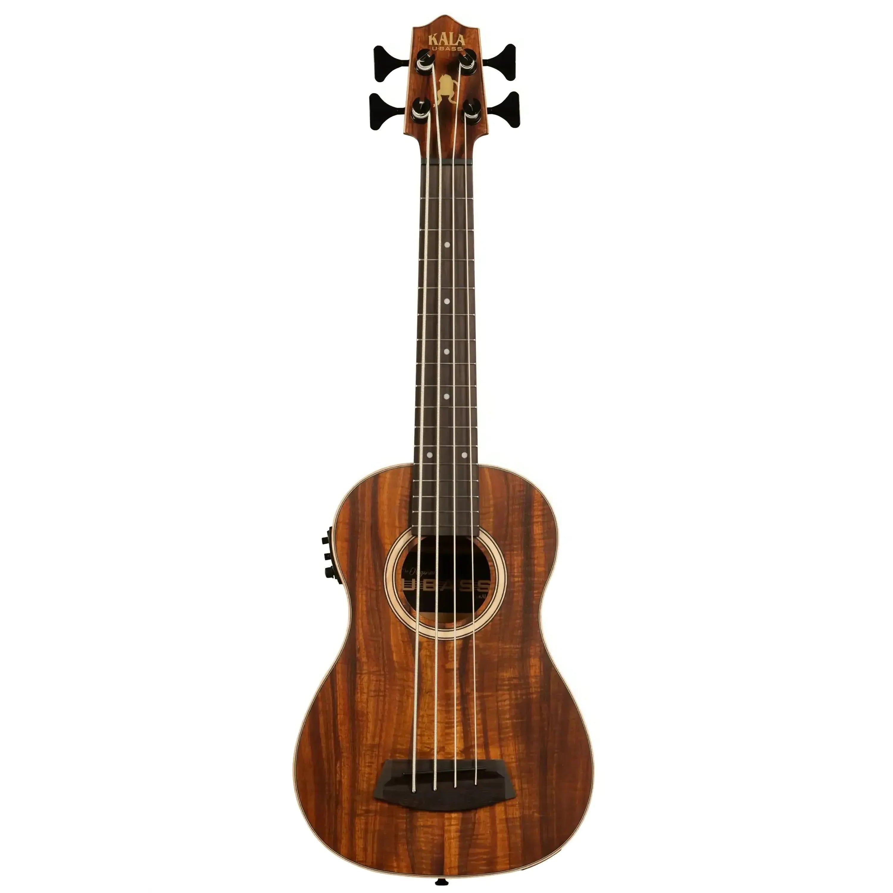 Kala UBASS-KOA-FS Acoustic-Electric U•BASS with solid Hawaiian koa top, satin finish, and maple binding.