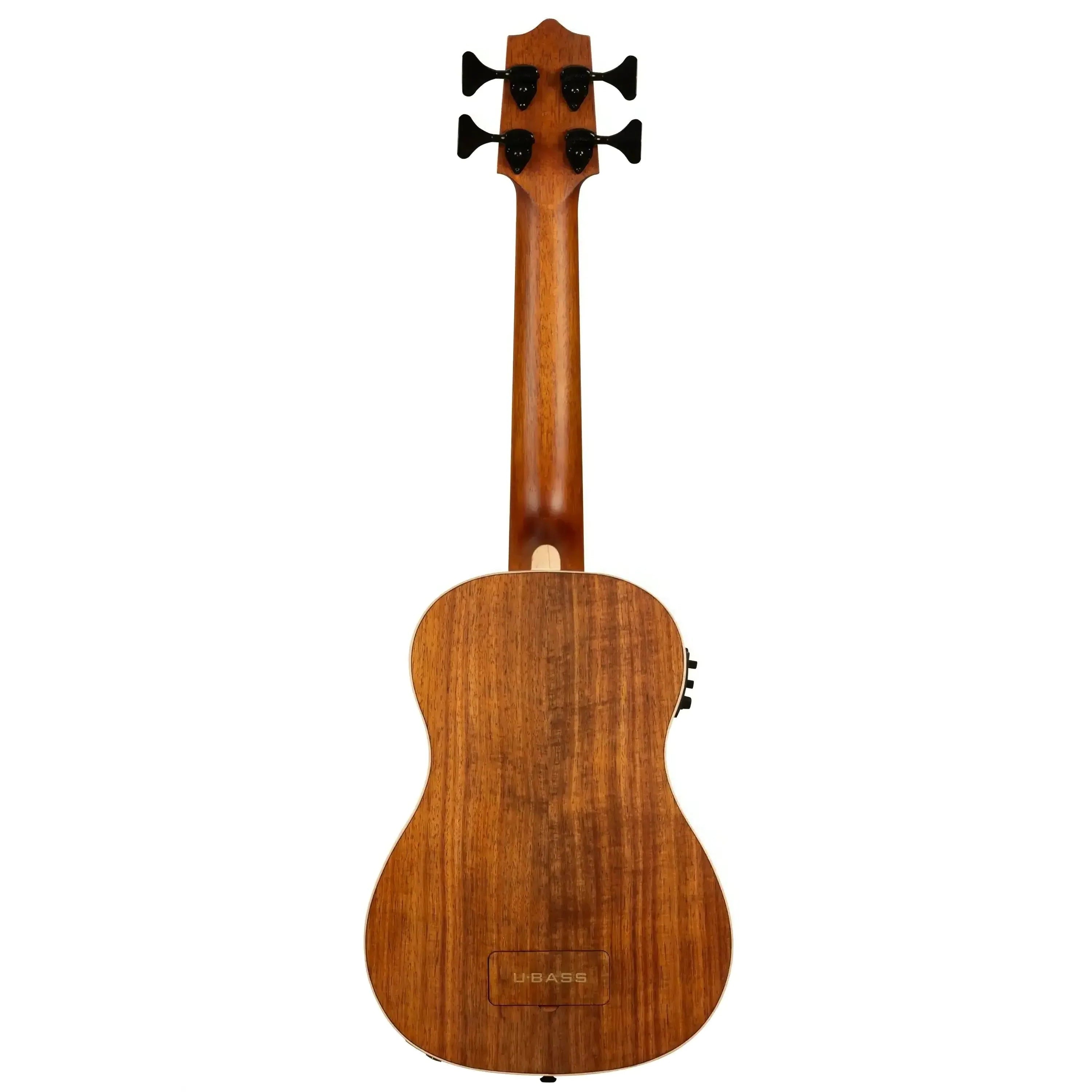 Kala U•BASS acoustic-electric bass, solid Hawaiian koa back with satin finish, mahogany neck, black tuners.