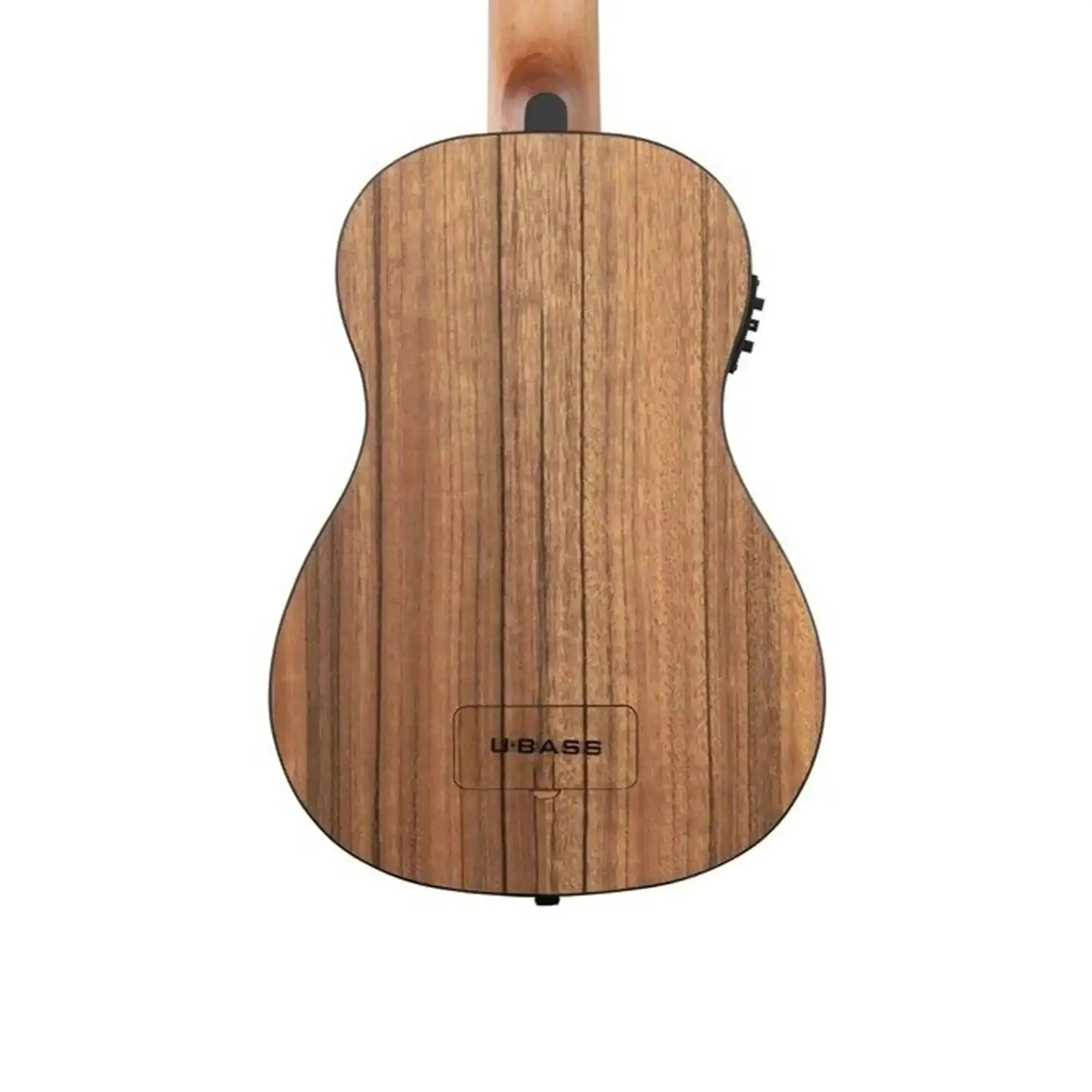 Kala UBASS-PW-FS Pacific Walnut Acoustic-Electric U•BASS back with wood grain and black binding.