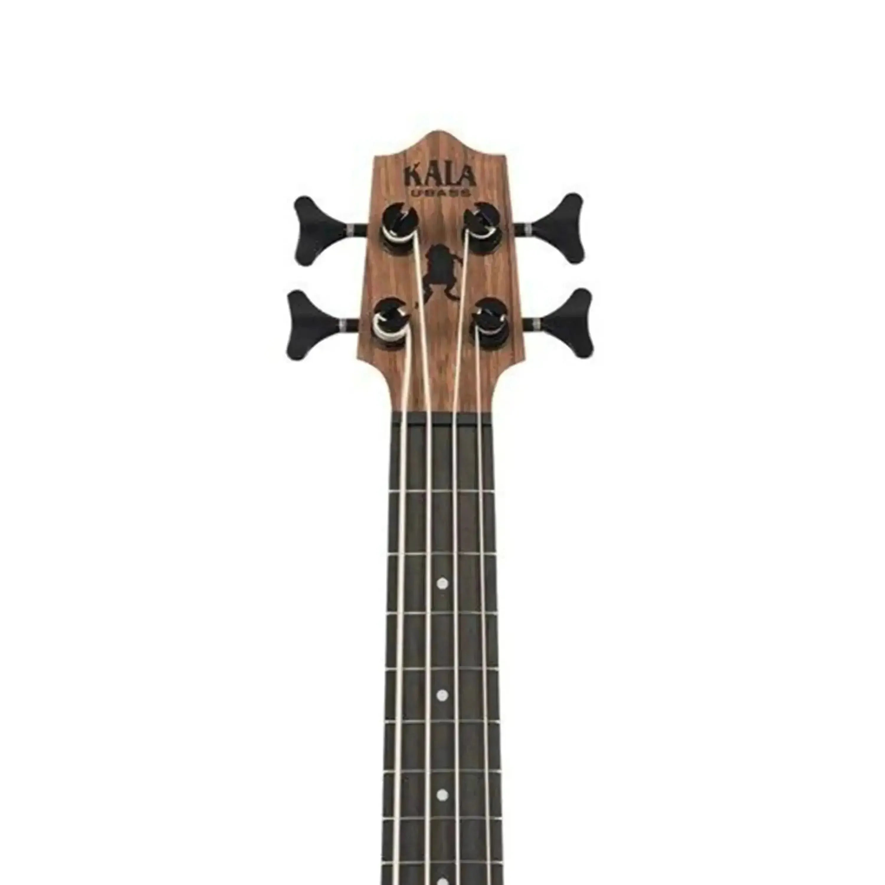Kala UBASS-PW-FS Pacific Walnut U•BASS headstock with black tuners and rosewood fingerboard.