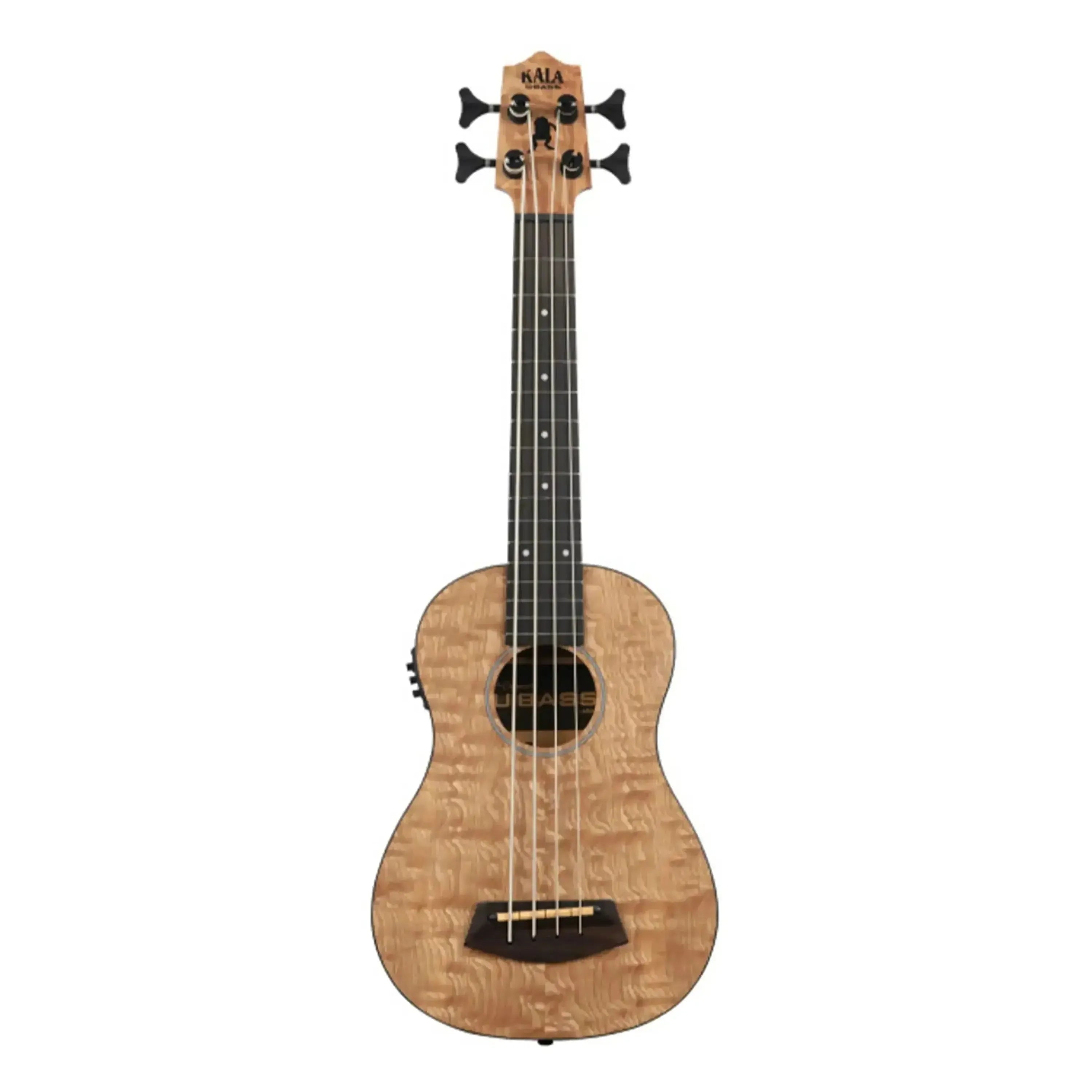 Kala Quilted Ash Acoustic-Electric U•BASS with satin finish, black binding, and custom black tuners.