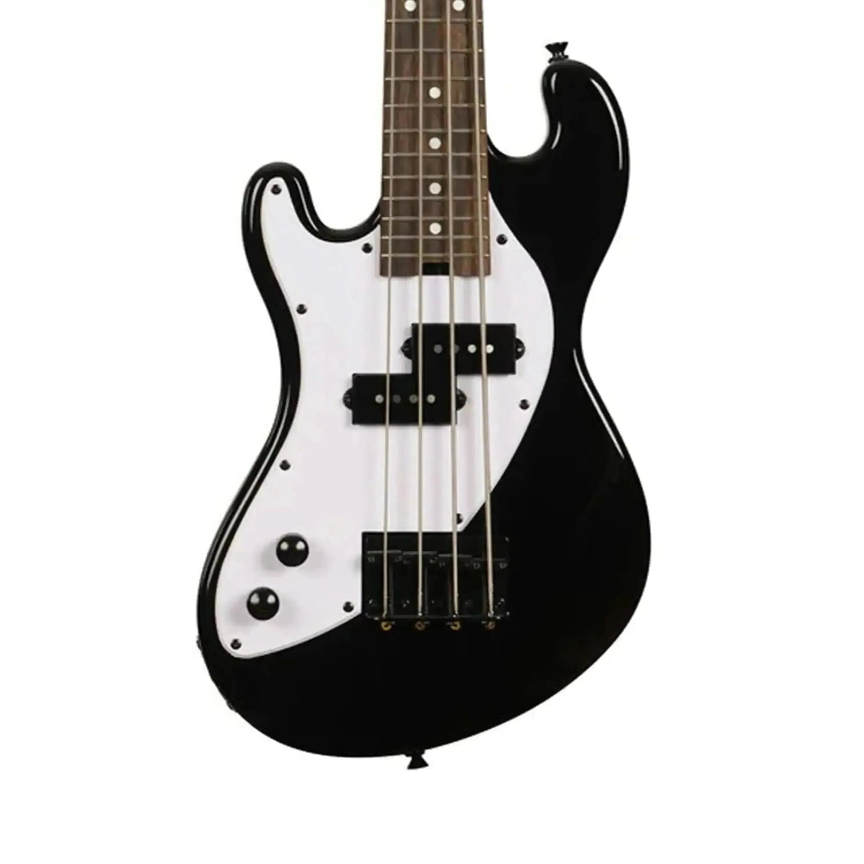 Kala UBASS-SB-BK-FS-L Jet Black Solid Body Fretted Left-Handed U•BASS with white pickguard.