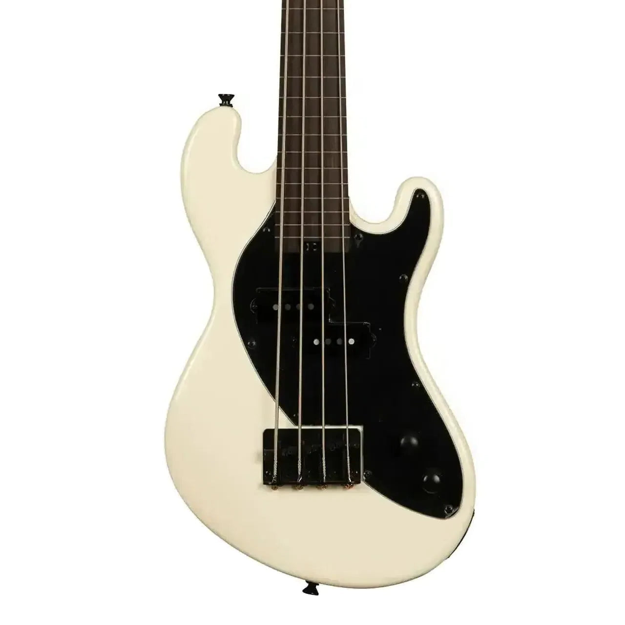 Kala UBASS-SB-CR-FL Sweet Cream Solid Body Fretless U•BASS with black pickguard and hardware.