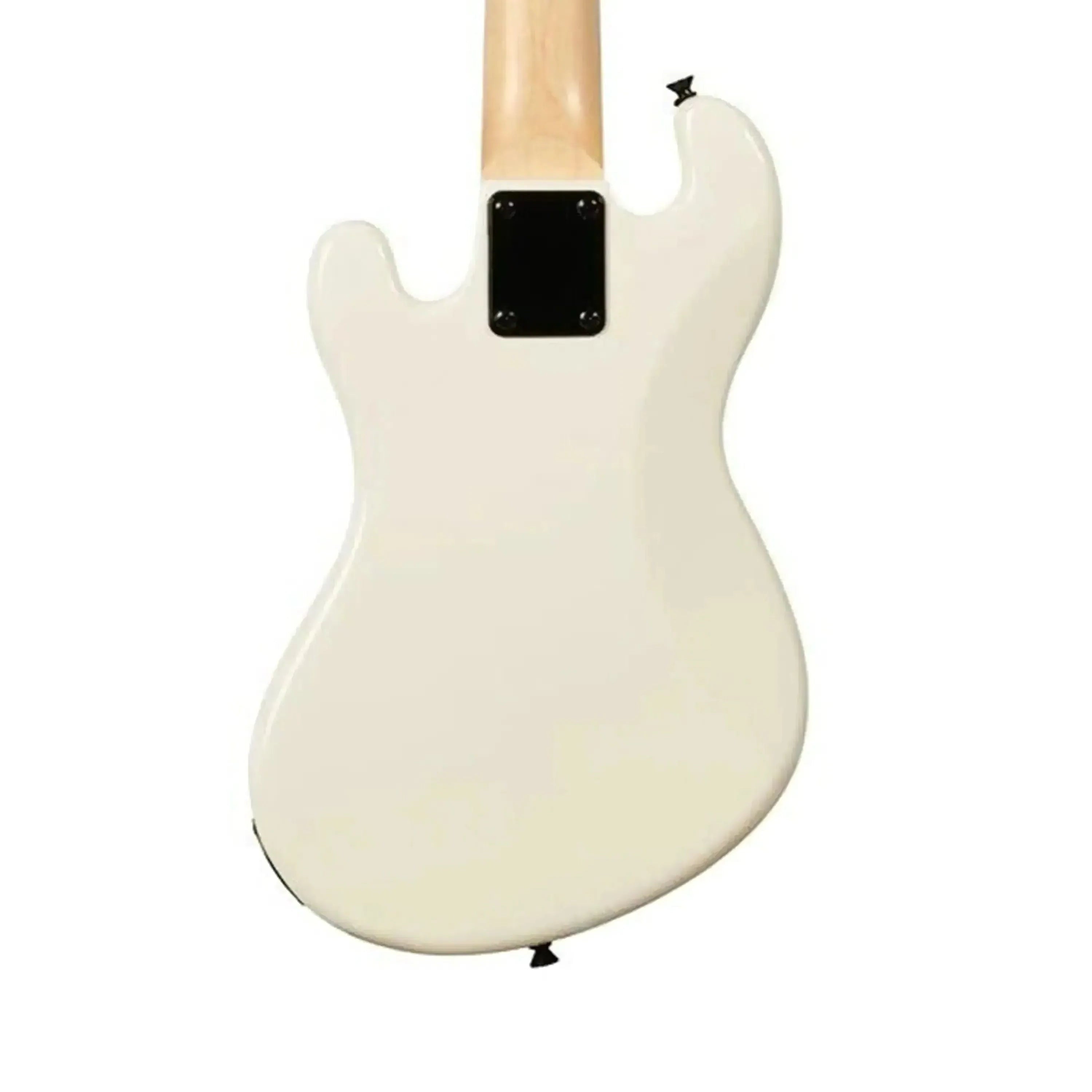 Back of a Kala Solid Body U•BASS in Sweet Cream with a light wood neck and black neck plate.
