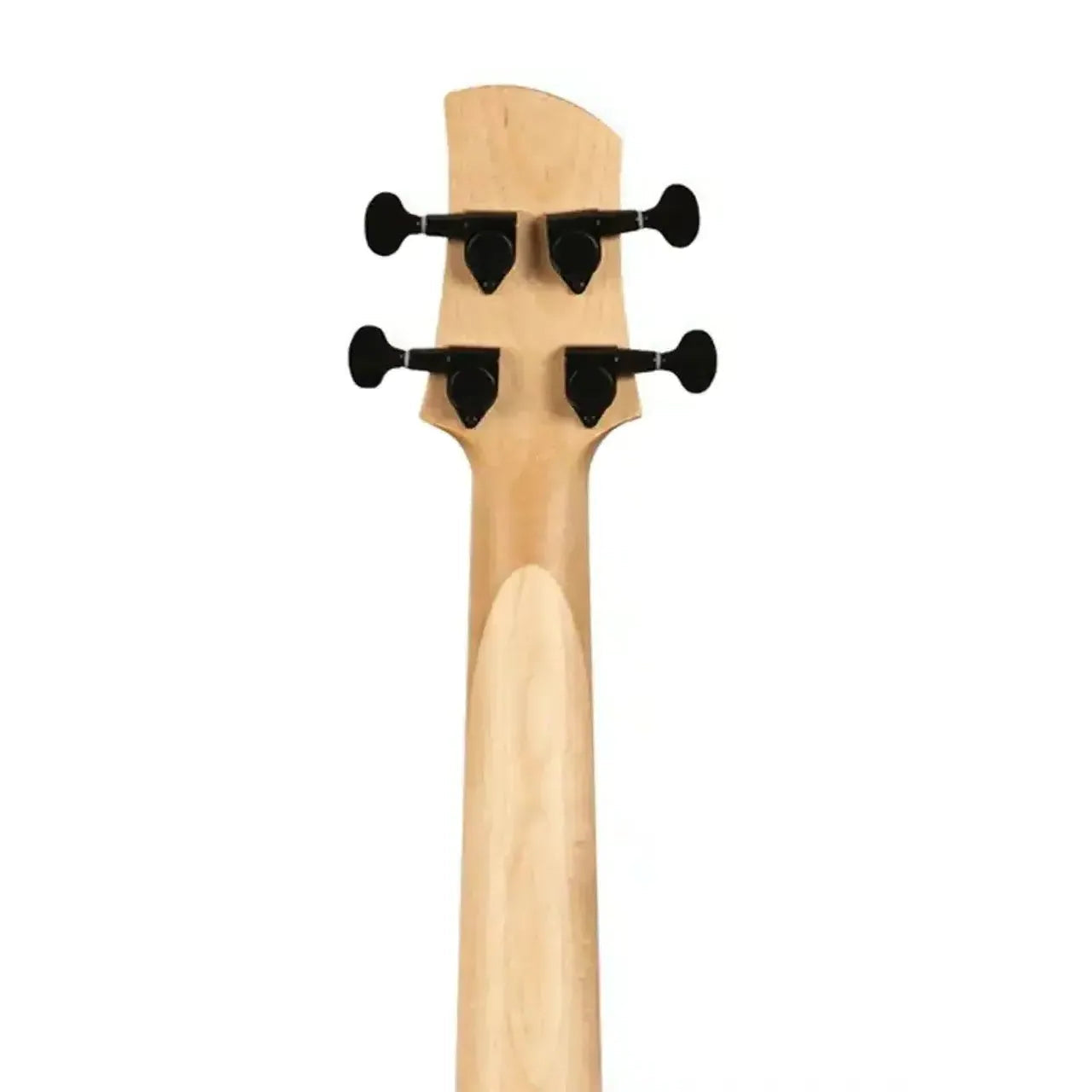 Kala U•BASS maple neck and headstock with four black tuning pegs.