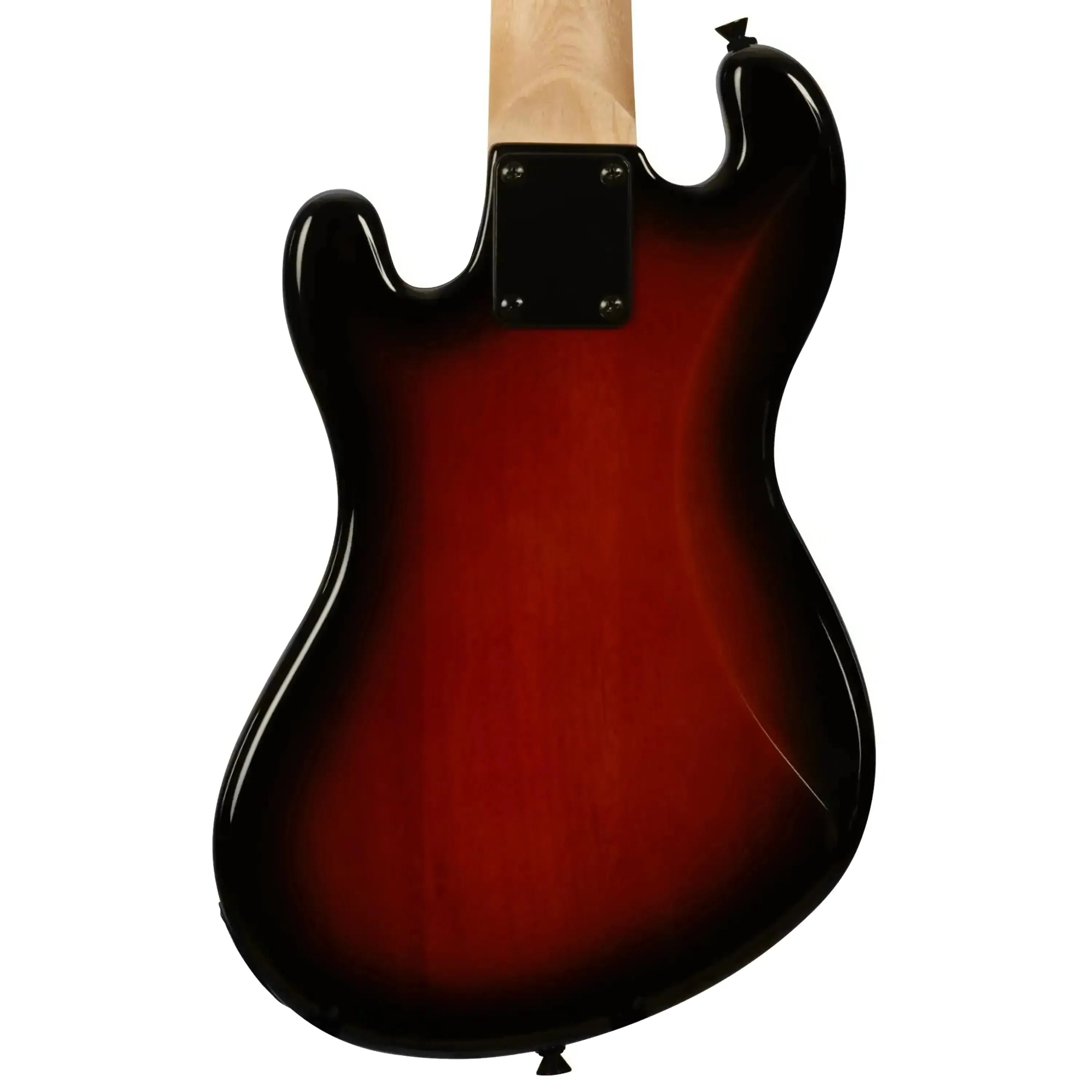 Back of a Kala U•BASS with a gloss tobacco burst Okoume body and maple neck.