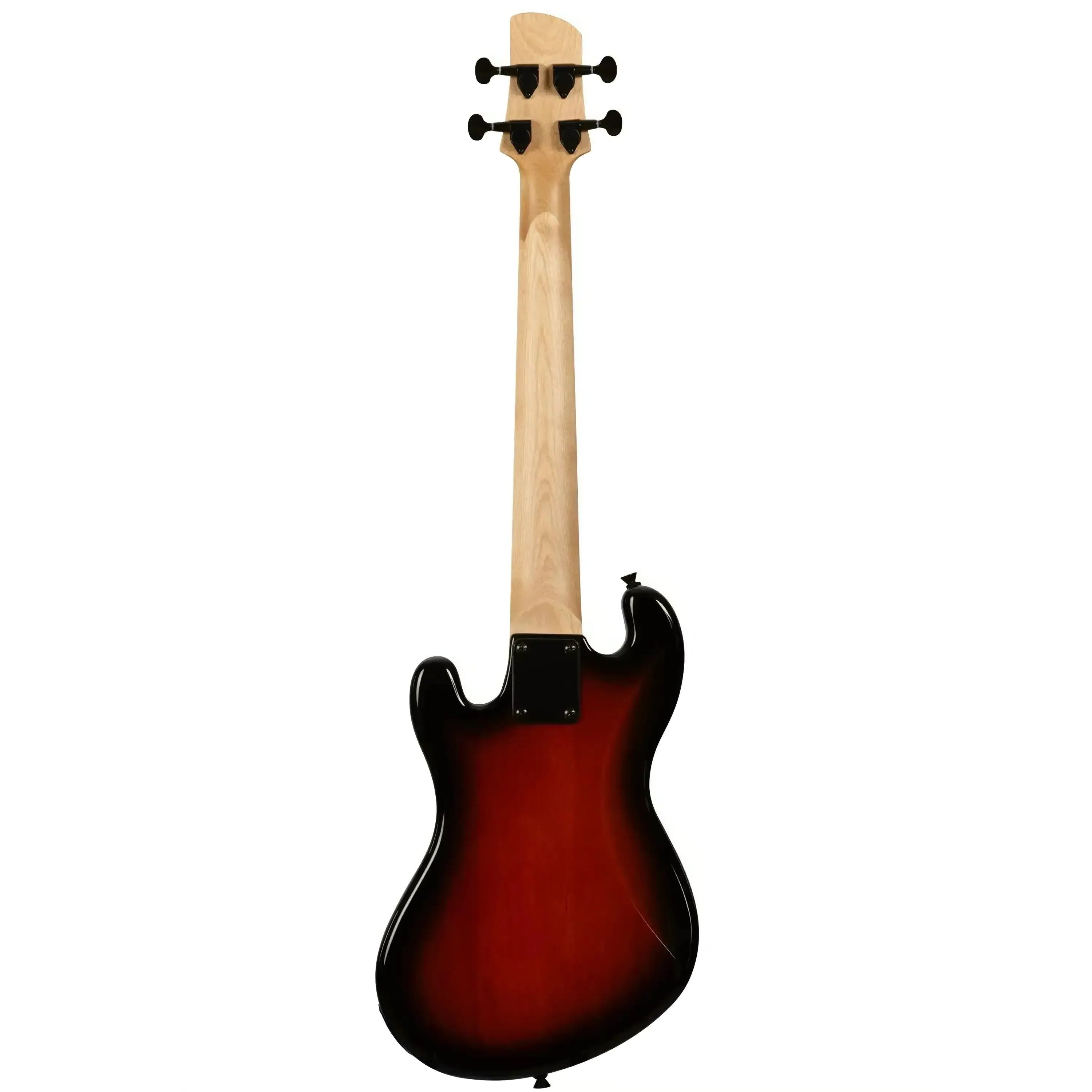 Kala UBASS-SB-TB-FS Tobacco Burst Solid Body Fretted U•BASS, back view with maple neck.
