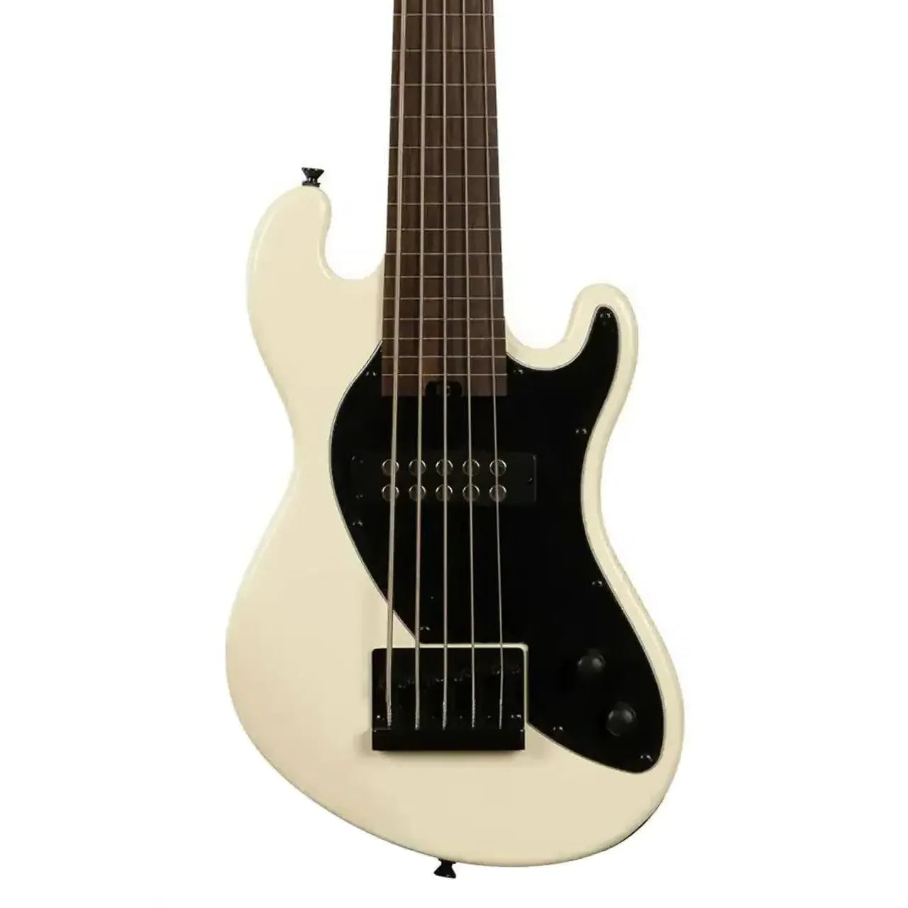 Kala UBASS-SB5-CR-FL Sweet Cream 5-string fretless U•BASS with black pickguard and controls.