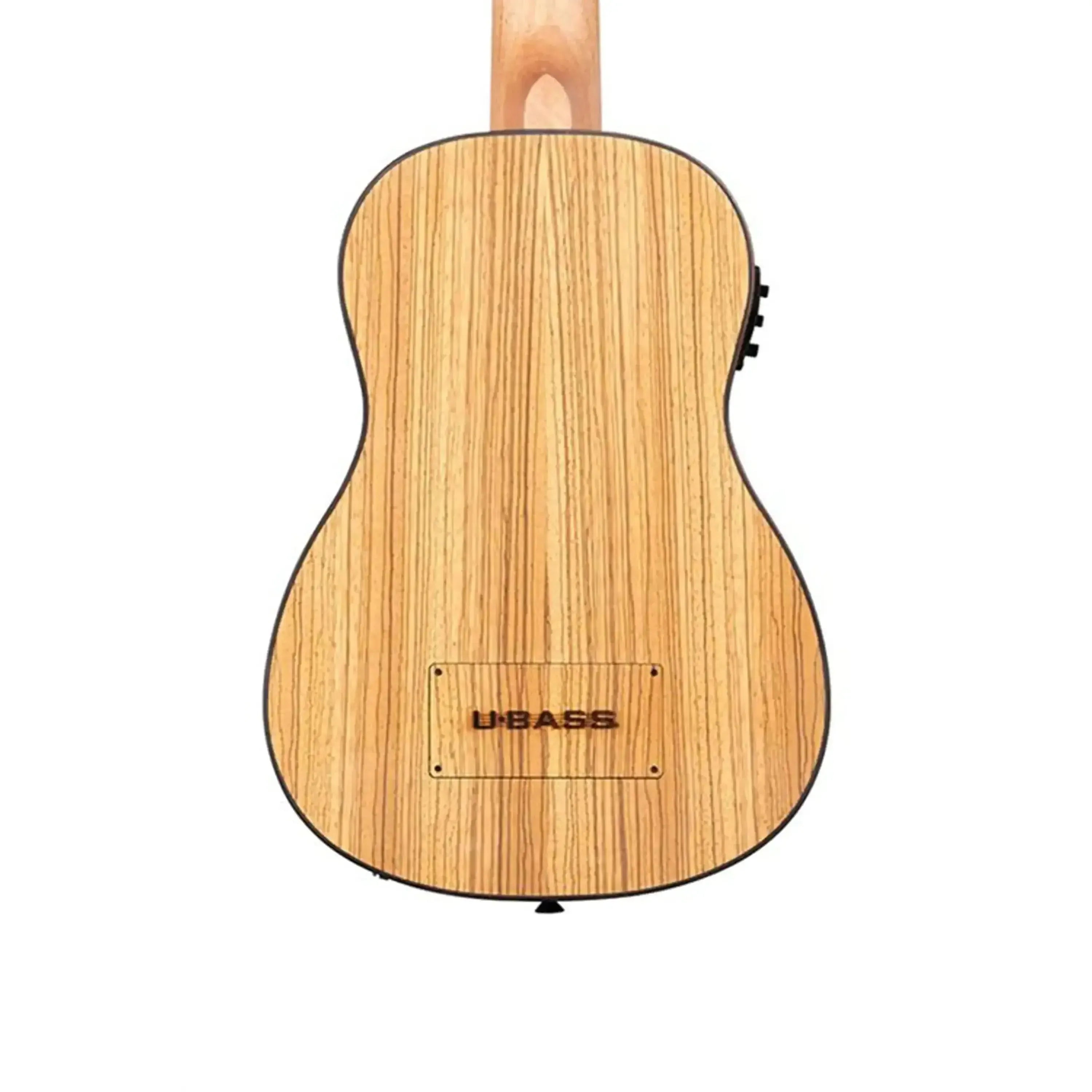 Back of Kala Zebrawood Acoustic-Electric U•BASS, showing light wood grain and "U•BASS" logo.