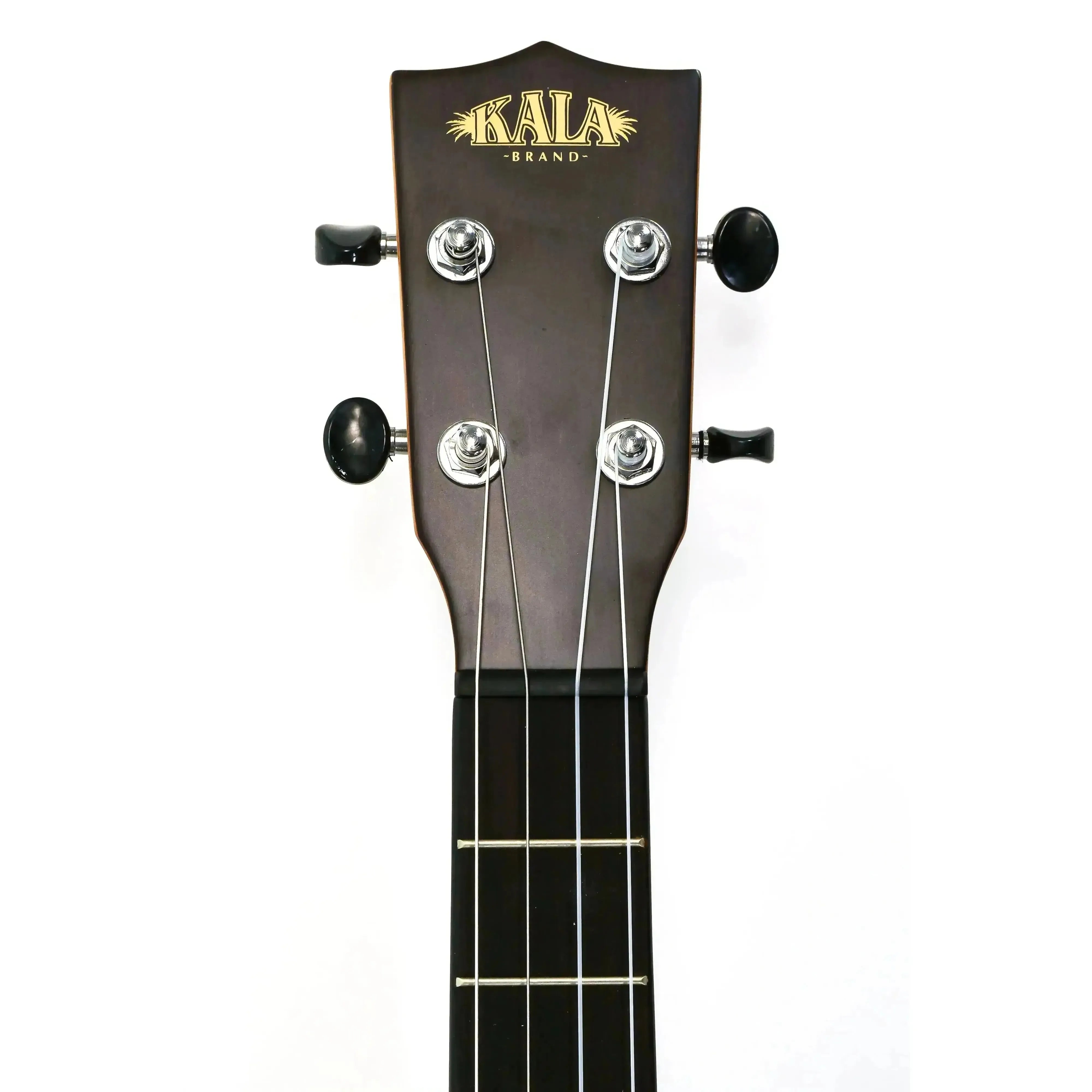 Kala ZCT-B Baritone Ukulele headstock with "KALA BRAND" logo, black tuning pegs, and silver strings.