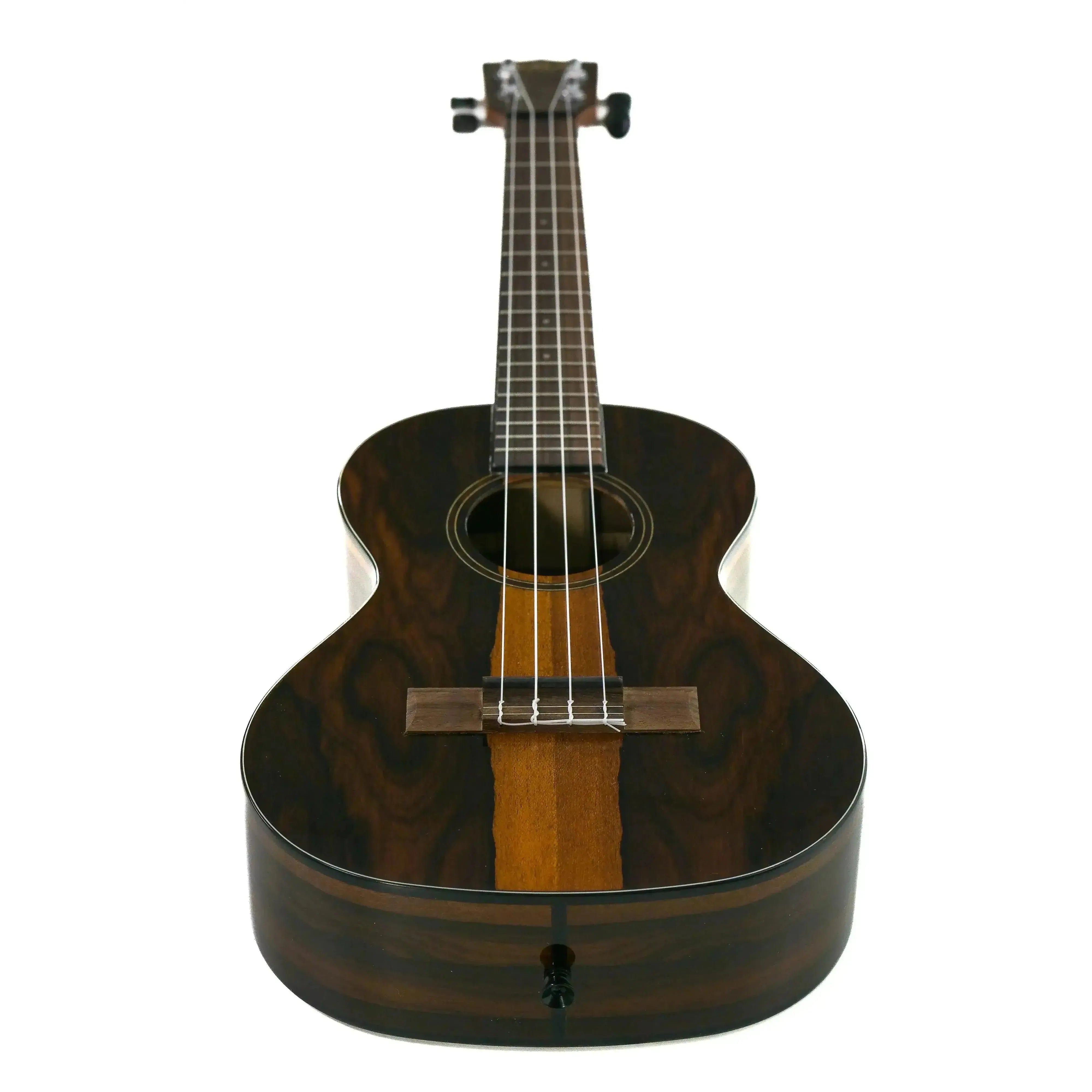Kala ZCT-T Gloss Ziricote Tenor Ukulele with dark, glossy wood grain and light wood stripe.