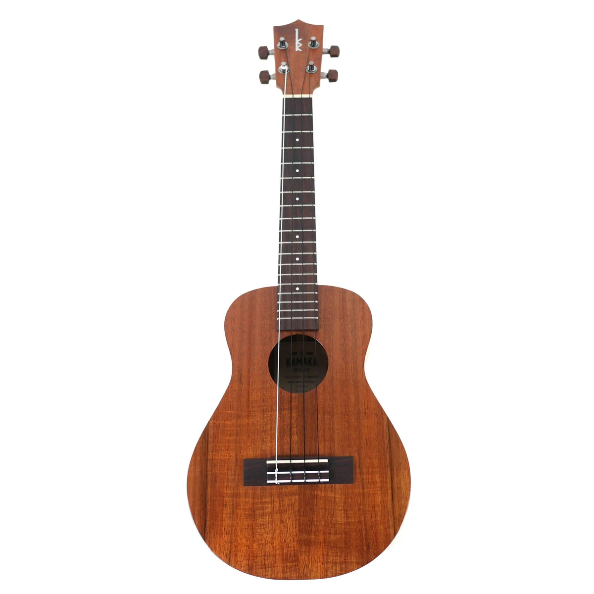 Kamaka HB-3 bell-shaped tenor ukulele full front view, upright with headstock at top