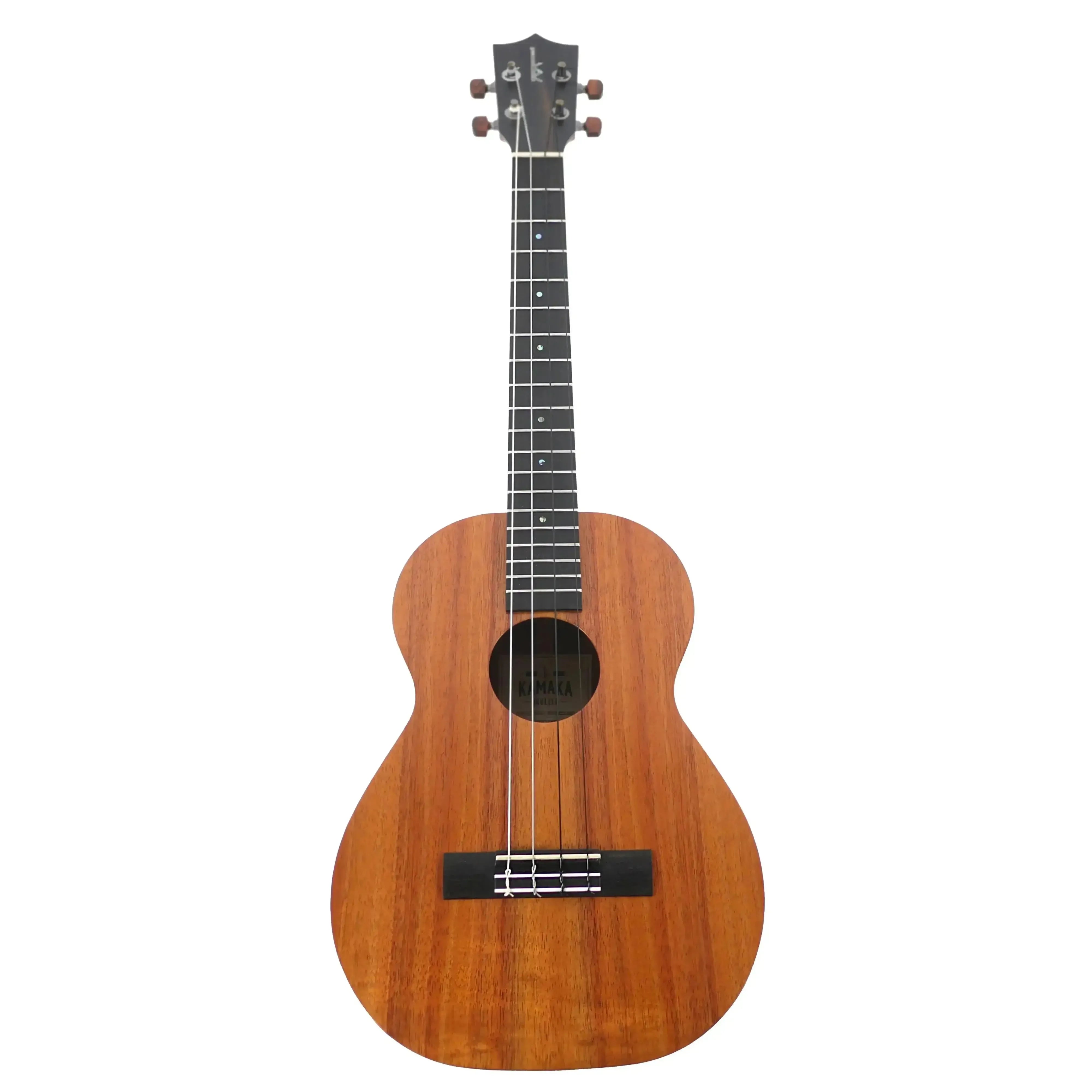 Kamaka HF-4 FEab Baritone Ukulele with Hawaiian koa body, ebony fretboard, and dark headstock.