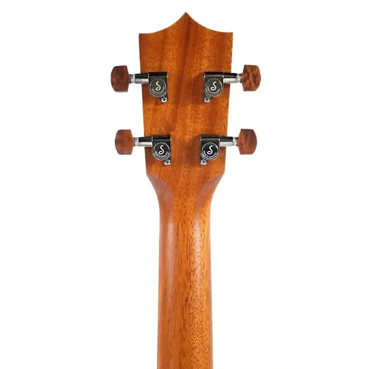 Kamaka HF-4 FEab Baritone Ukulele mahogany neck and ebony headstock with tuners.