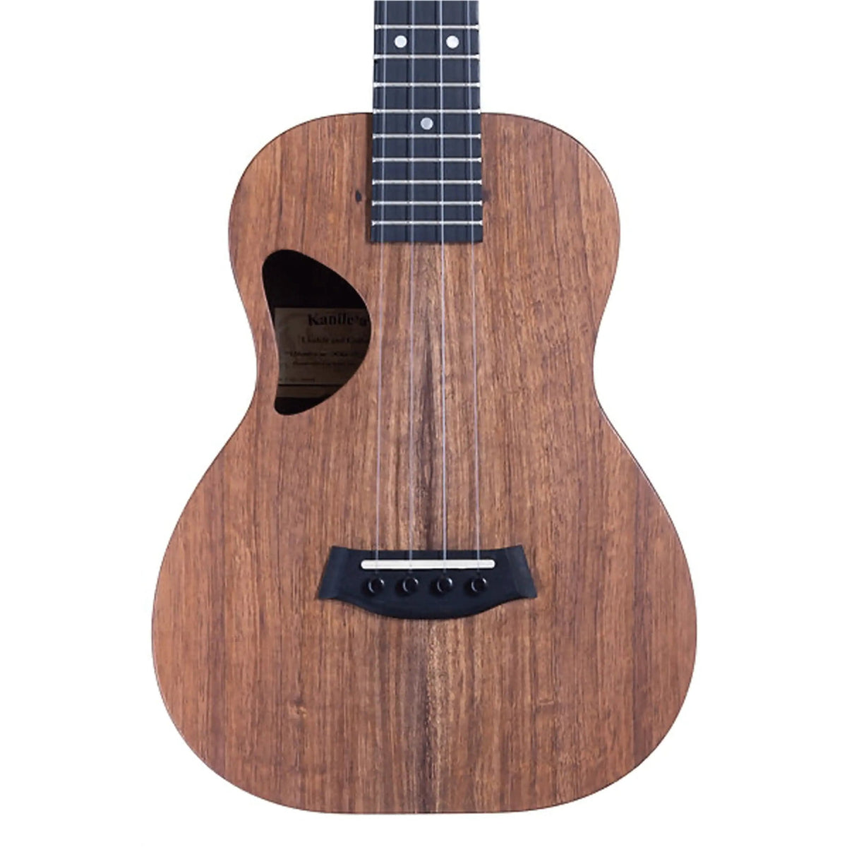Example photo: an earlier Kanile'a D-1 Natural tenor, body front with Select Grade koa top and D-shaped soundhole