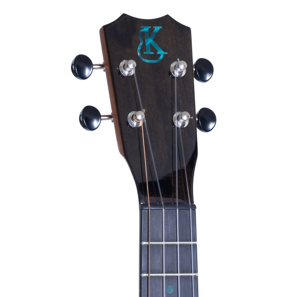 Example photo: an earlier Kanile'a 'Ilikai concert, serial 28534, Crown headstock with teal-stained poplar logo and chrome tuners