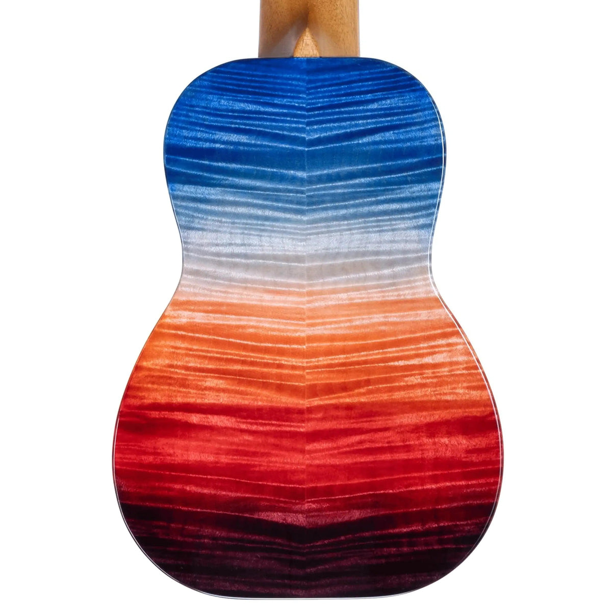 Example photo: an earlier Kanile'a 'Ilikai Pro soprano, serial 29095, red to blue stained quilted maple back