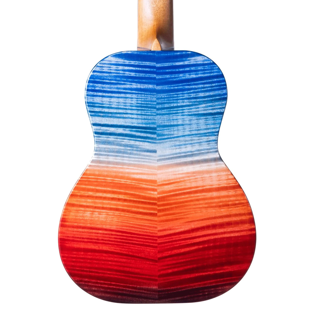 Example photo: an earlier Kanile'a 'Ilikai Pro tenor, serial 29002, red to blue stained quilted maple back