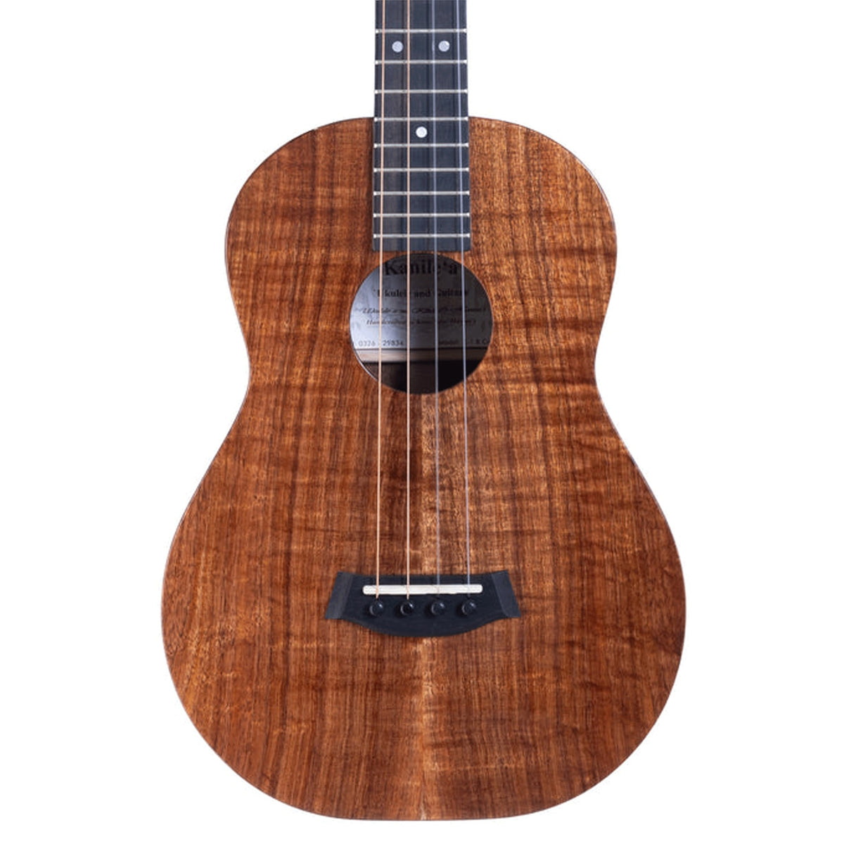 Example photo: Kanile'a K-1 Core Baritone ukulele, Deluxe Grade koa top and round soundhole, body front