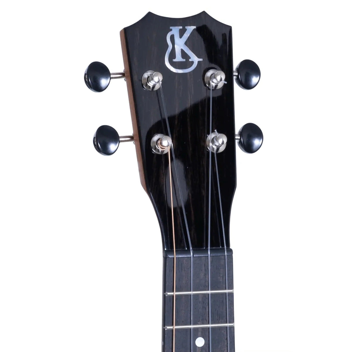Example photo: Kanile'a K-1 Pro Soprano ukulele, Crown headstock with mother-of-pearl logo and chrome tuners