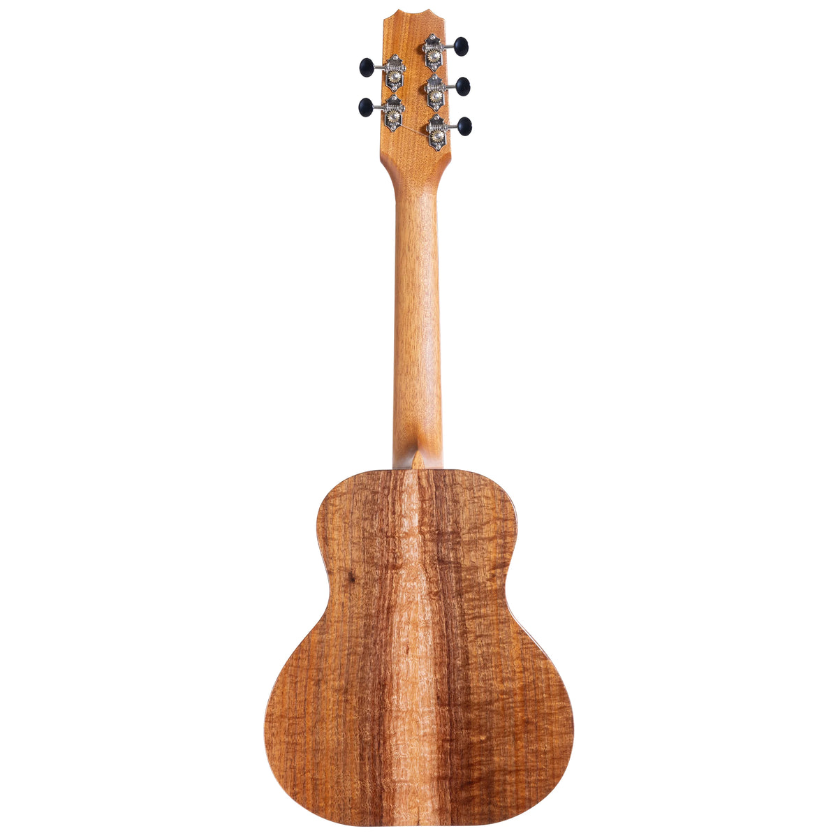 Example photo: Kanile'a K-1 Pro 5-String Super Tenor ukulele, full back view with mahogany neck