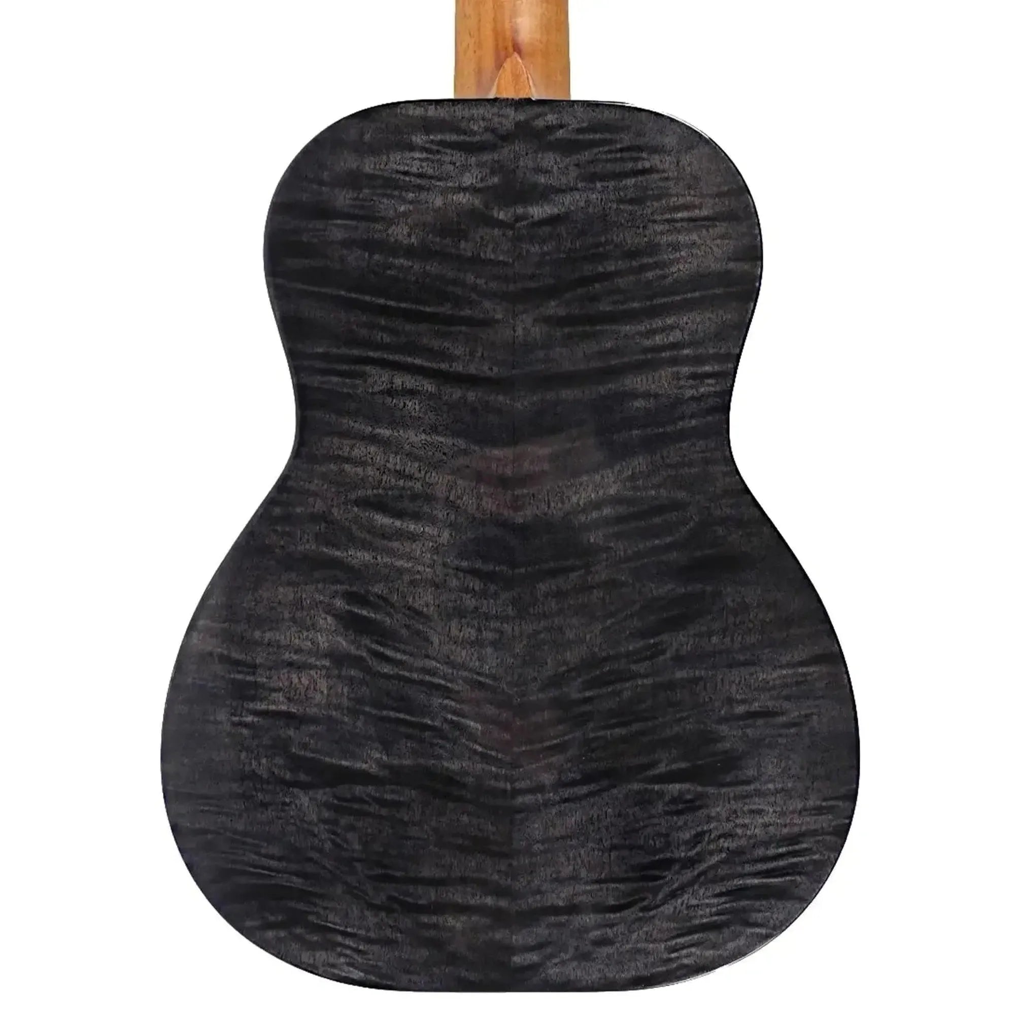 Kanile'a PŌHAKU-T Pro tenor ukulele back with black stain flamed maple.