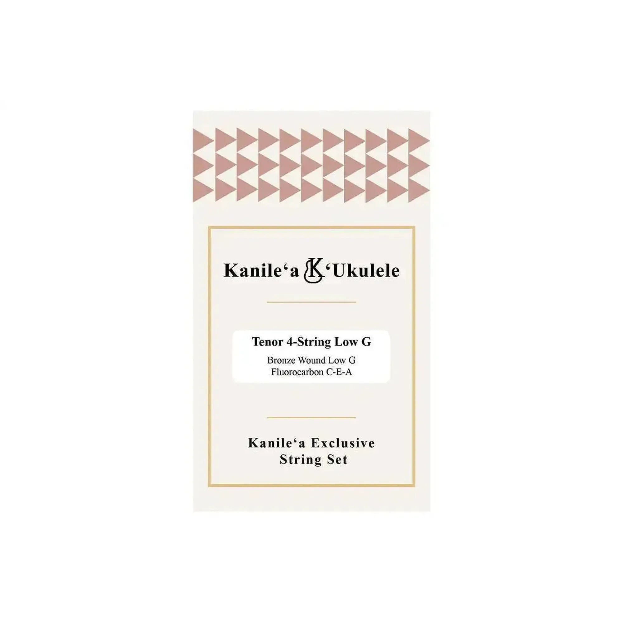 Kanile'a x Worth Tenor Ukulele 4-string set with wound low G, fluorocarbon C-E-A, on white packaging.