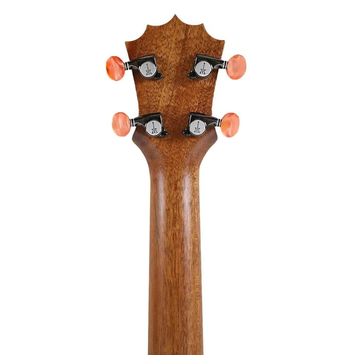 KoAloha KCM-10 Pikake concert ukulele, unit #1, back of the headstock, tuners and satin neck