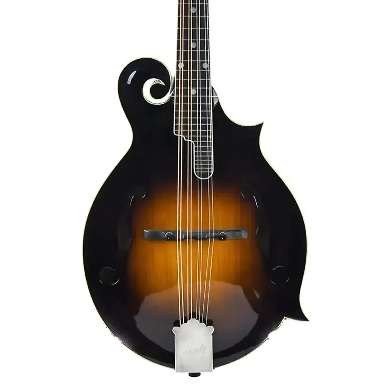 Kentucky KM-1000 F-Model mandolin with a sunburst nitrocellulose finish and ebony bridge.